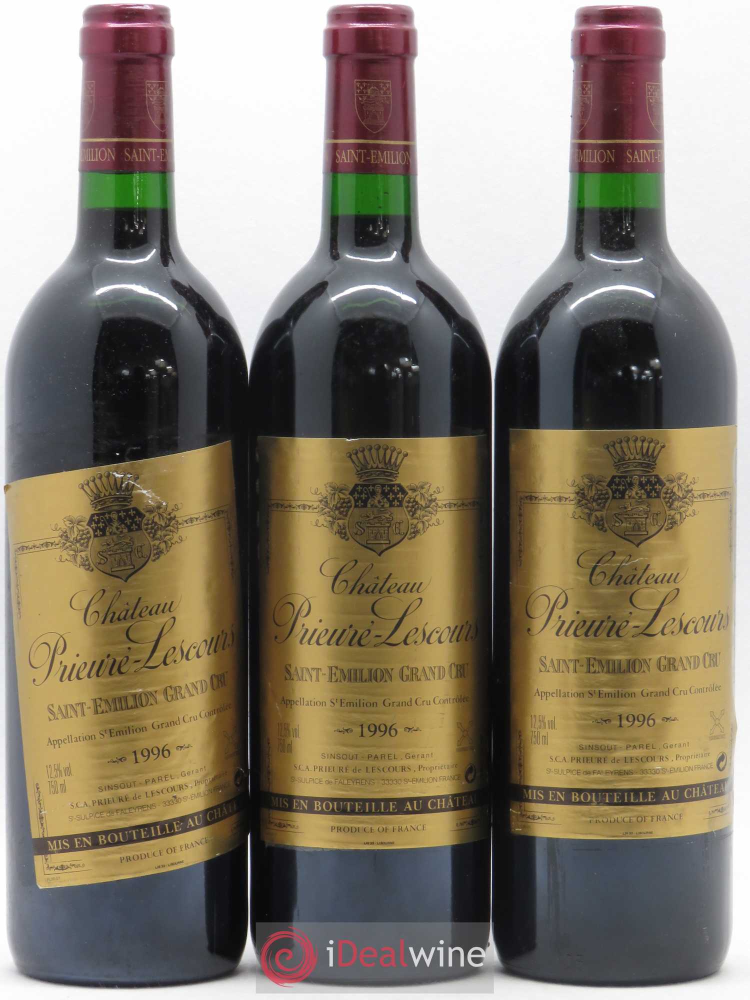 Saint-Émilion Grand Cru Chateau Prieuré-Lescours 1996 - Lot de 6 bouteilles - 1