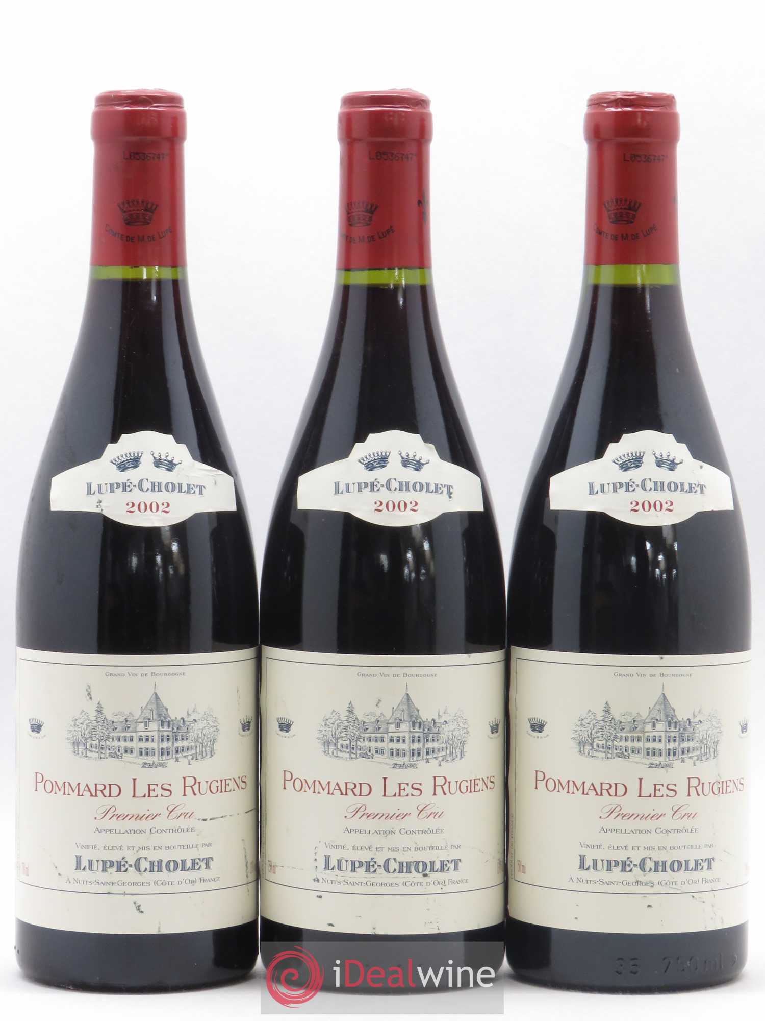 Pommard 1er Cru Les Rugiens Lupé Cholet 2002 - Lot de 3 bouteilles - 0
