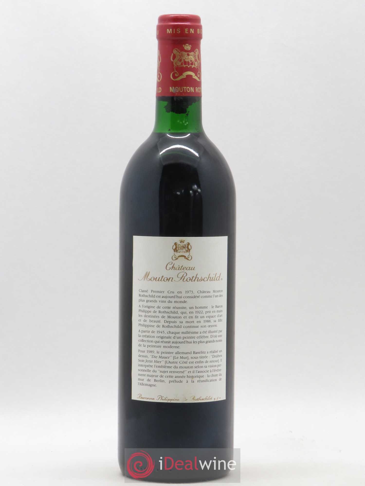 Château Mouton Rothschild 1er Grand Cru Classé 1989 - Lot de 1 bouteille - 1