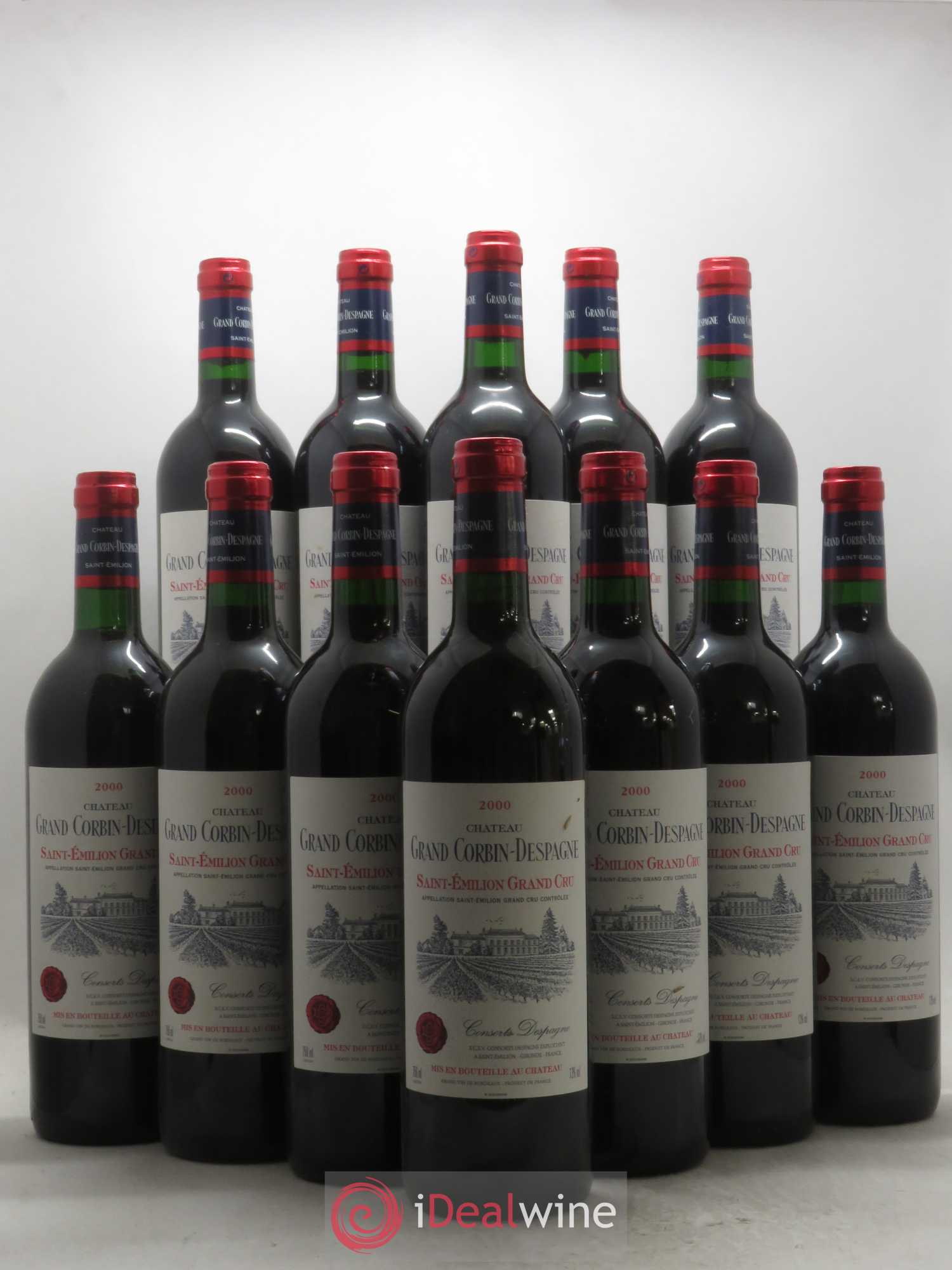 Château Grand Corbin Grand Cru Classé 2000 - Lot de 12 bouteilles - 0