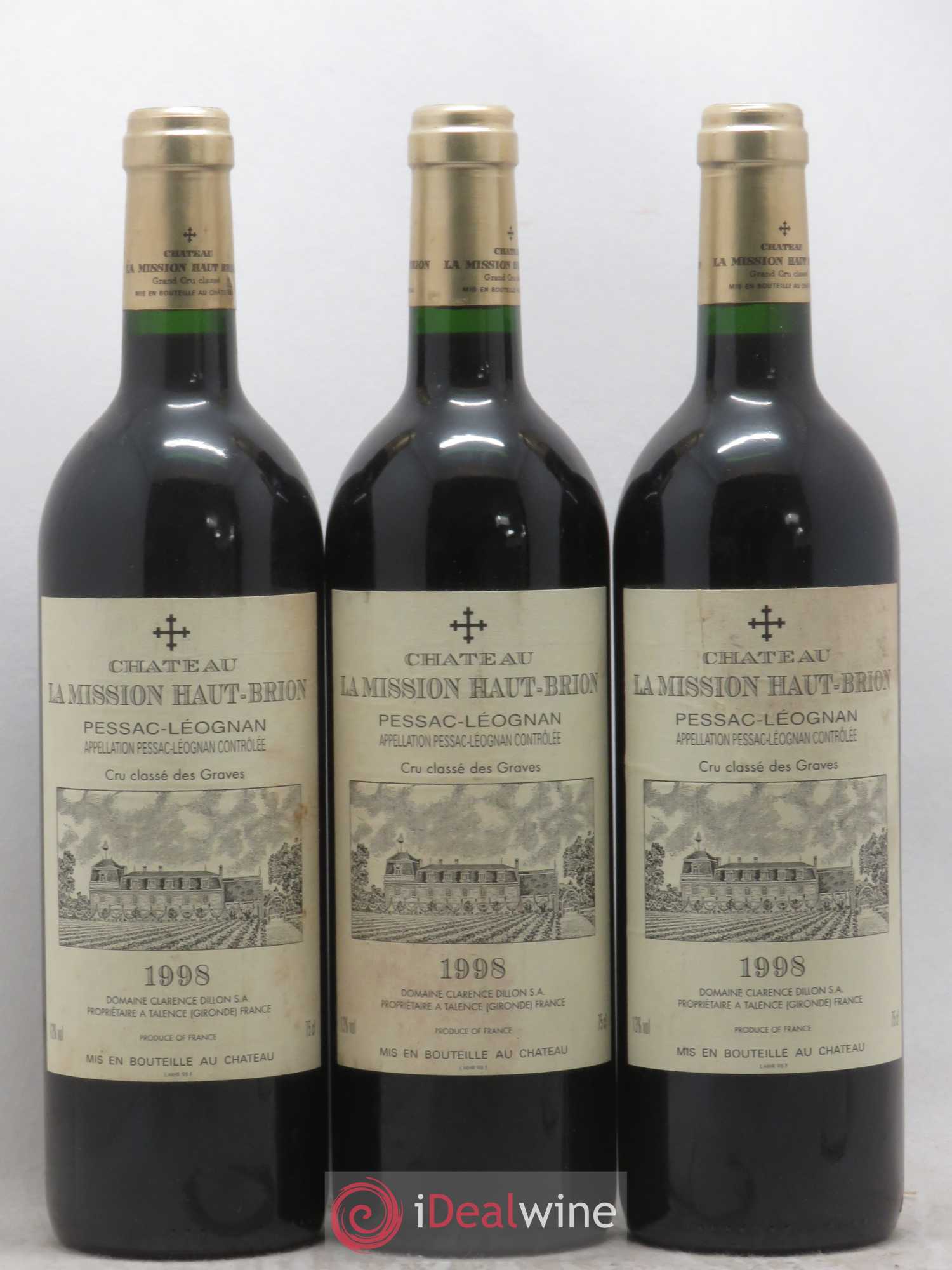 Château la Mission Haut-Brion Cru Classé de Graves 1998 - Lot de 3 bouteilles - 0