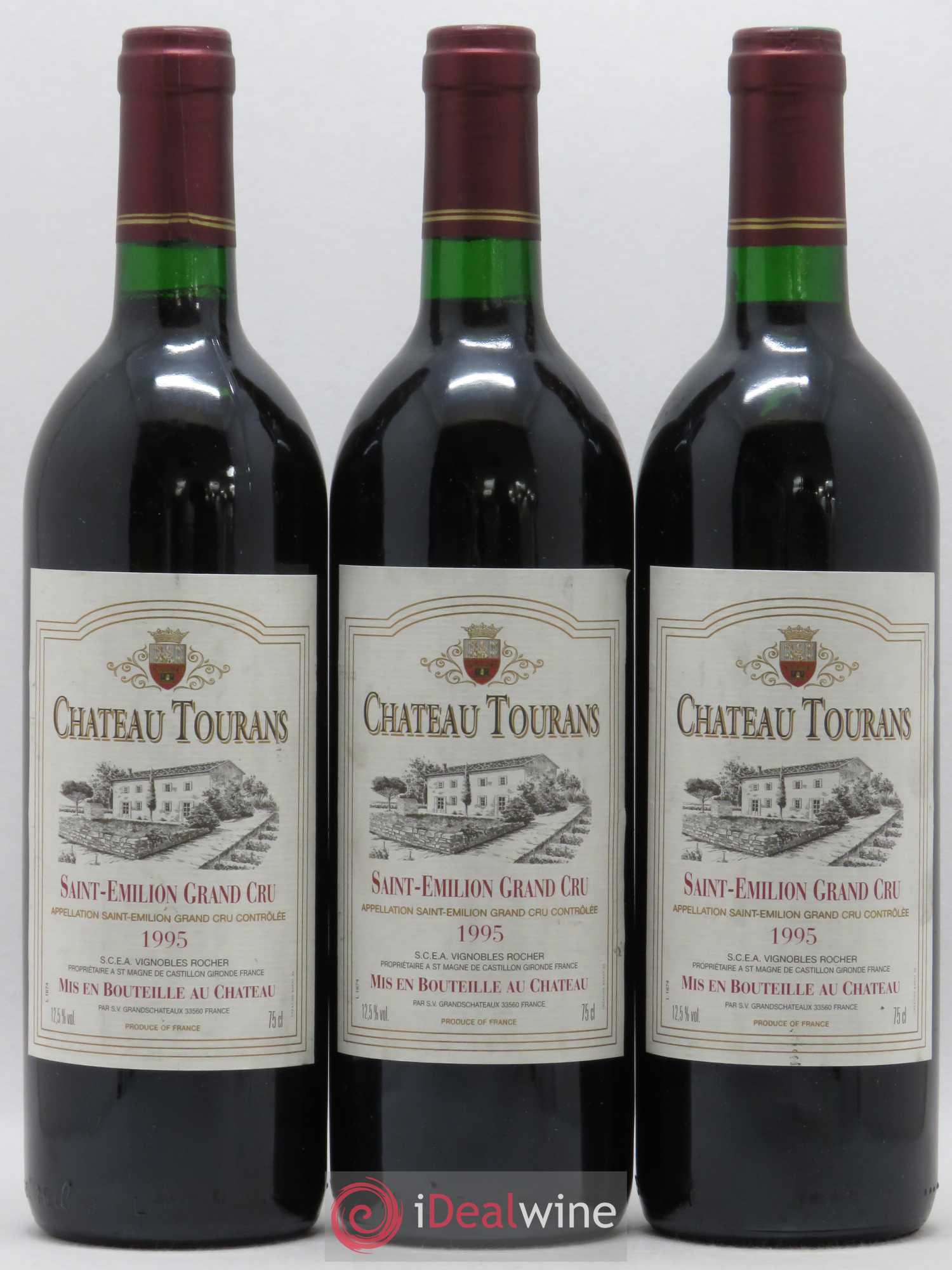 Saint-Émilion Grand Cru Château Tourans 1995 - Lot de 3 bouteilles - 0