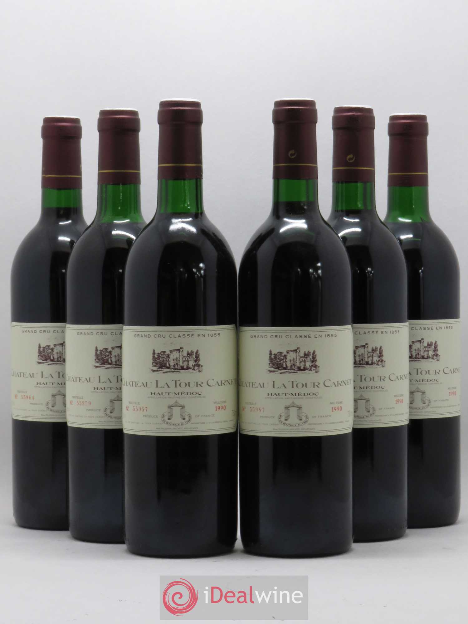 Château la Tour Carnet 4ème Grand Cru Classé 1990 - Lot de 6 bouteilles - 0