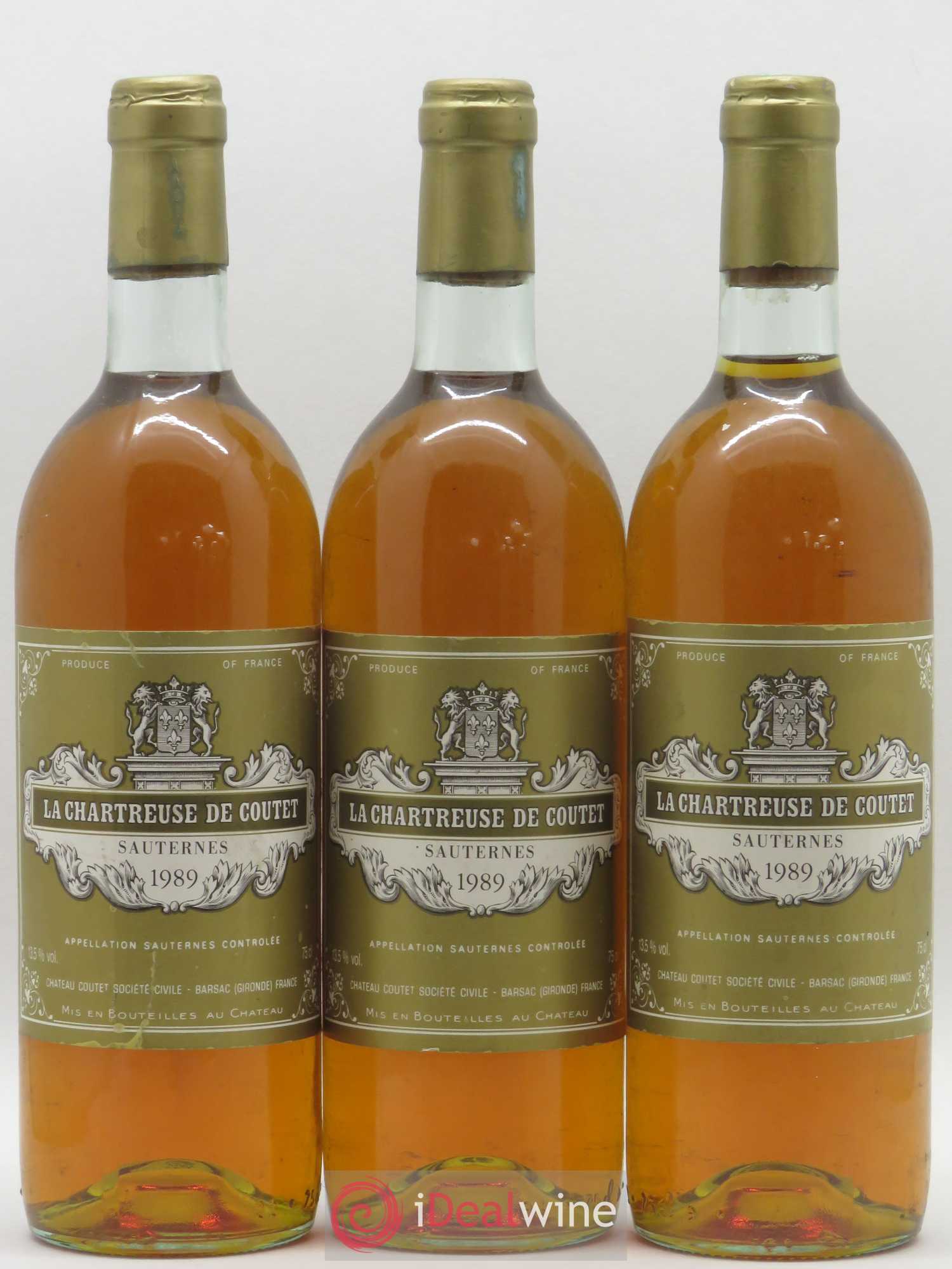 Château La Chartreuse de Coutet 1989 - Lot de 3 bouteilles - 0