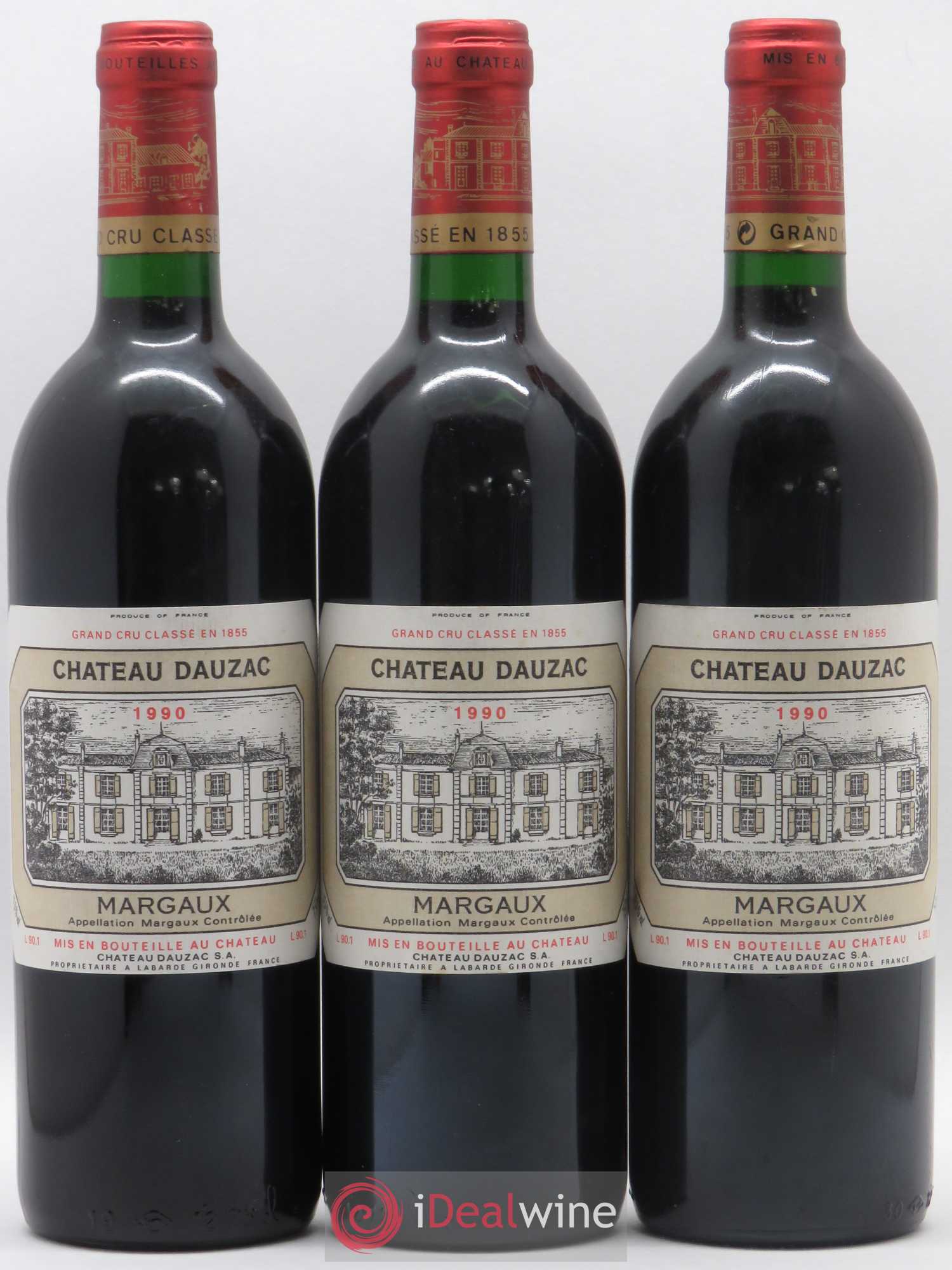Château Dauzac 5ème Grand Cru Classé 1990 - Lot de 3 bouteilles - 0