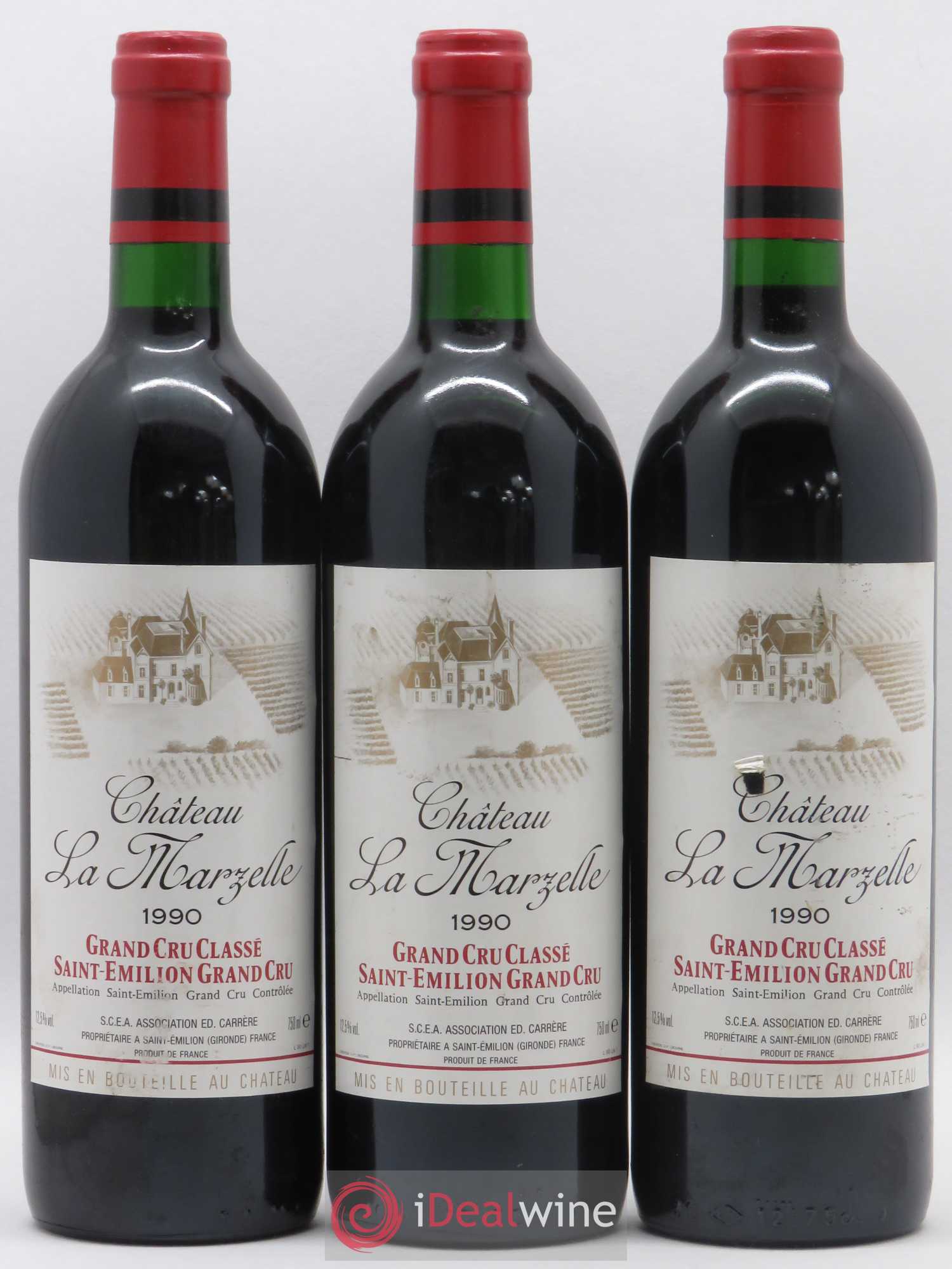 Château La Marzelle Grand Cru Classé 1990 - Lot de 3 bouteilles - 0