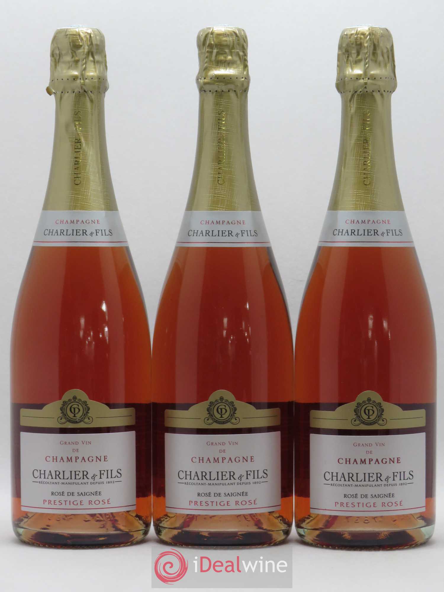 Champagne - Rosé de Saignée Prestige Charlier et Fils (sans prix de réserve) - Posten von 3 Flaschen - 0