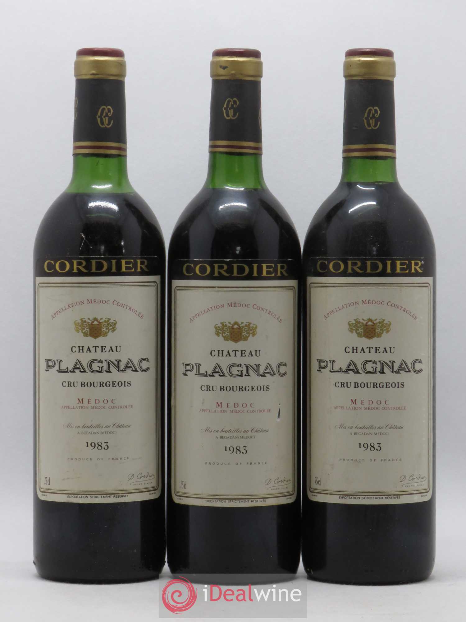 Château Plagnac Cru Bourgeois (sans prix de réserve) 1983 - Lot de 3 bouteilles - 0