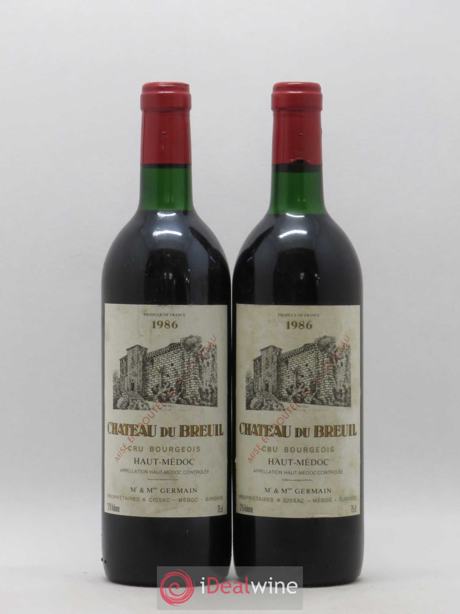 Château du Breuil Cru Bourgeois 1986 - Lot de 2 bouteilles - 0