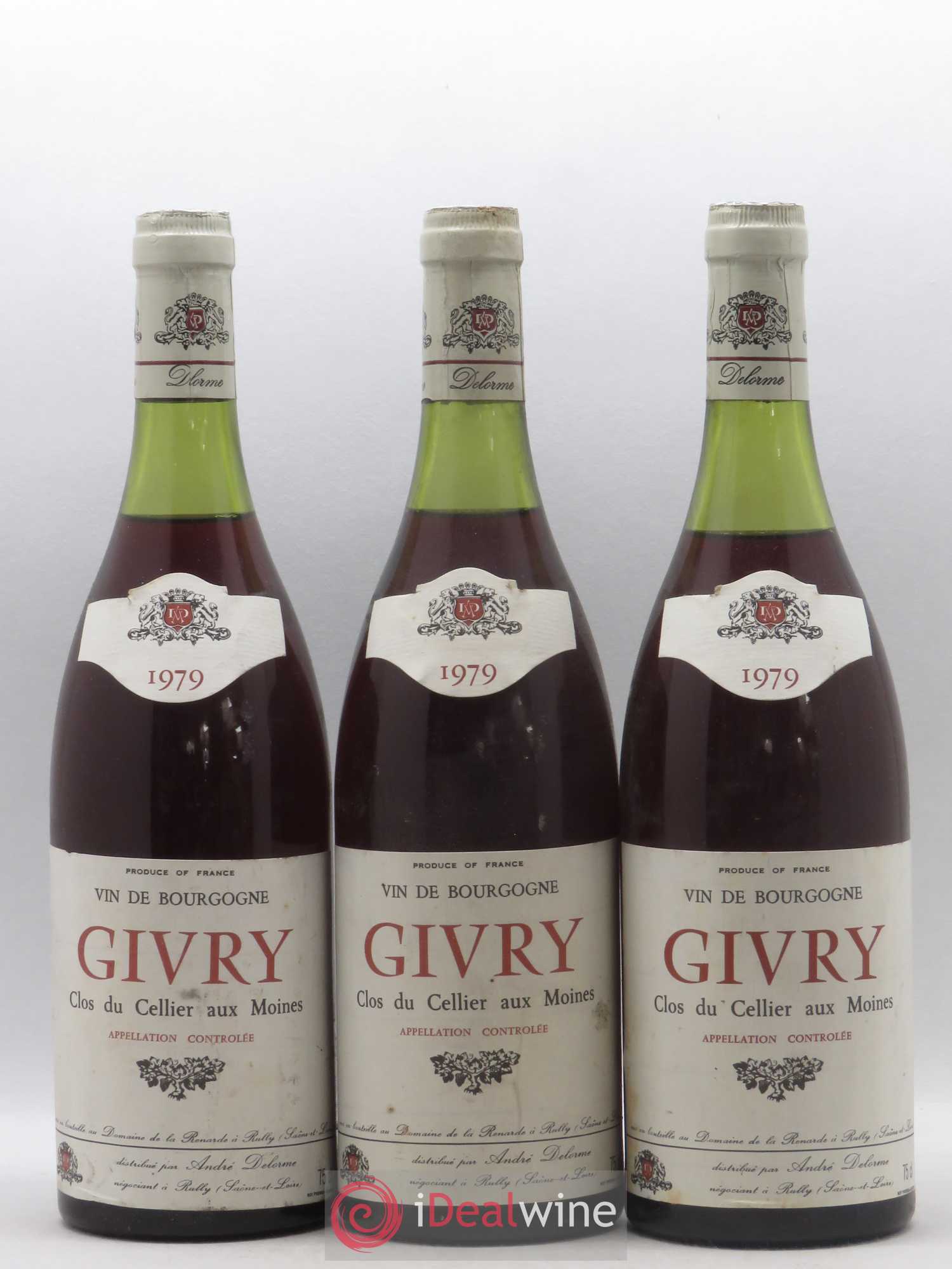 Givry Clos du Cellier Aux Moines André Delorme 1979 - Posten von 3 Flaschen - 0