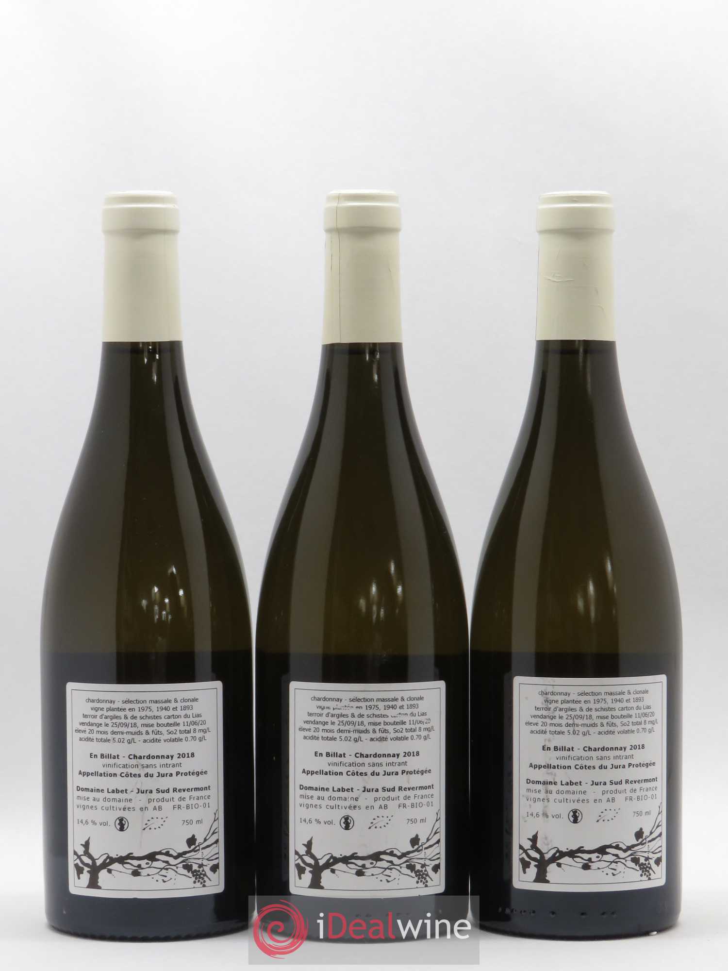 Côtes du Jura Chardonnay En Billat Labet (Domaine) 2018 - Lot de 3 bouteilles - 1
