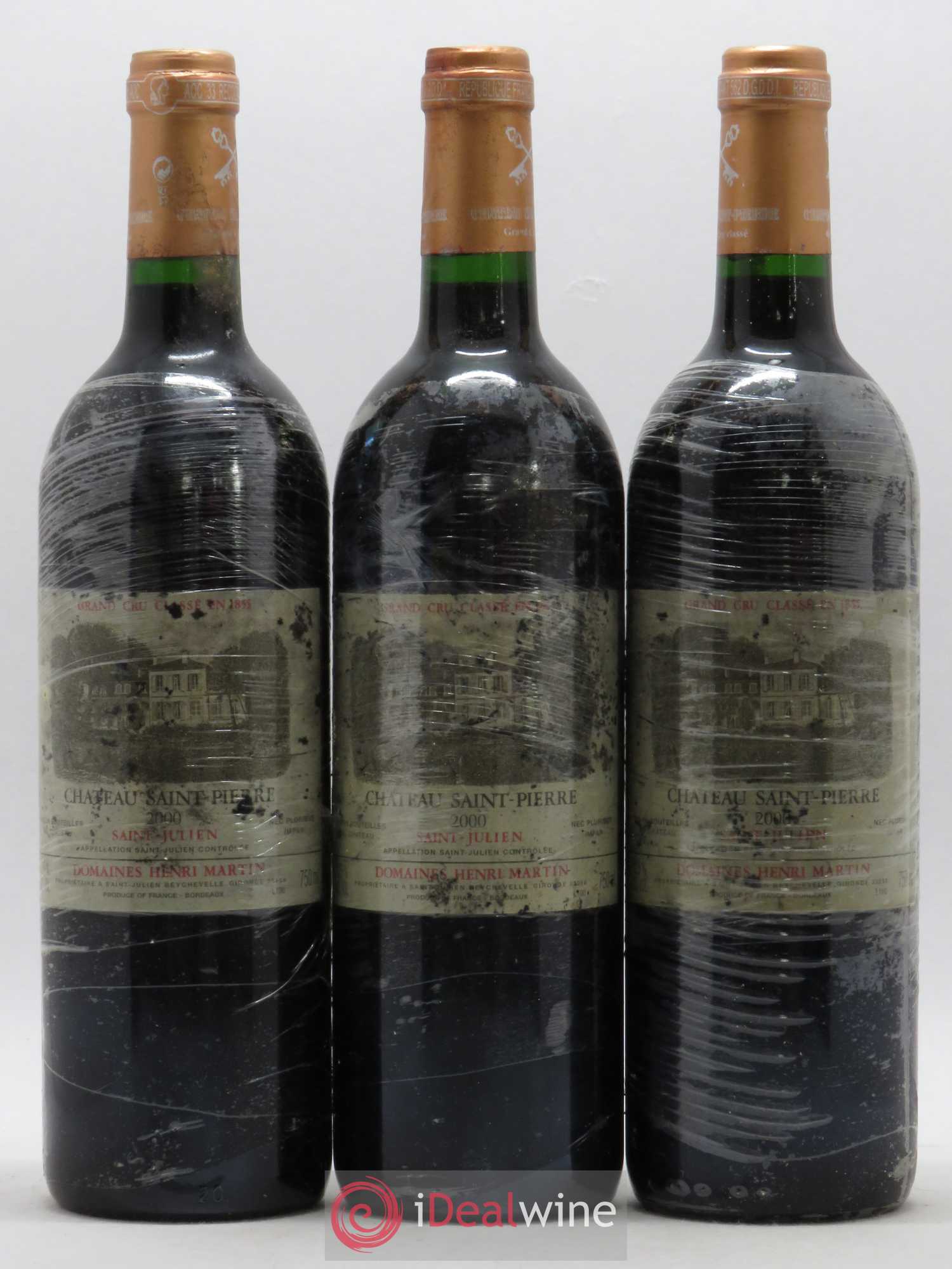 Château Saint-Pierre 4ème Grand Cru Classé 2000 - Lot de 3 bouteilles - 0