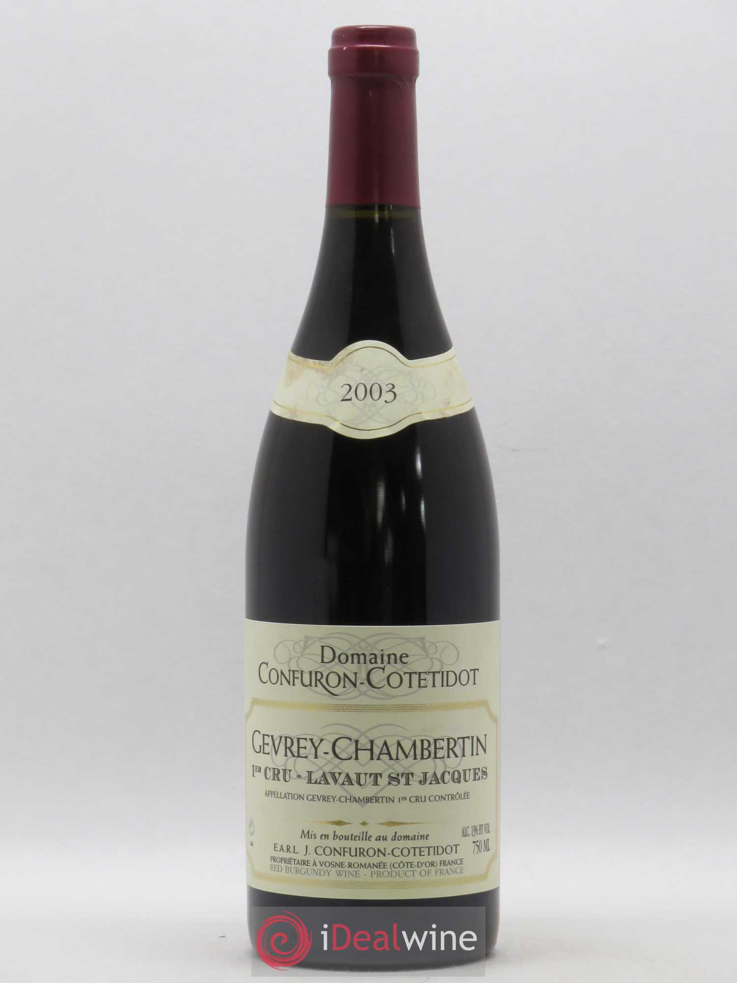 Gevrey-Chambertin 1er Cru Lavaut Saint-Jacques Confuron-Cotetidot 2003 - Lot de 1 bouteille - 0