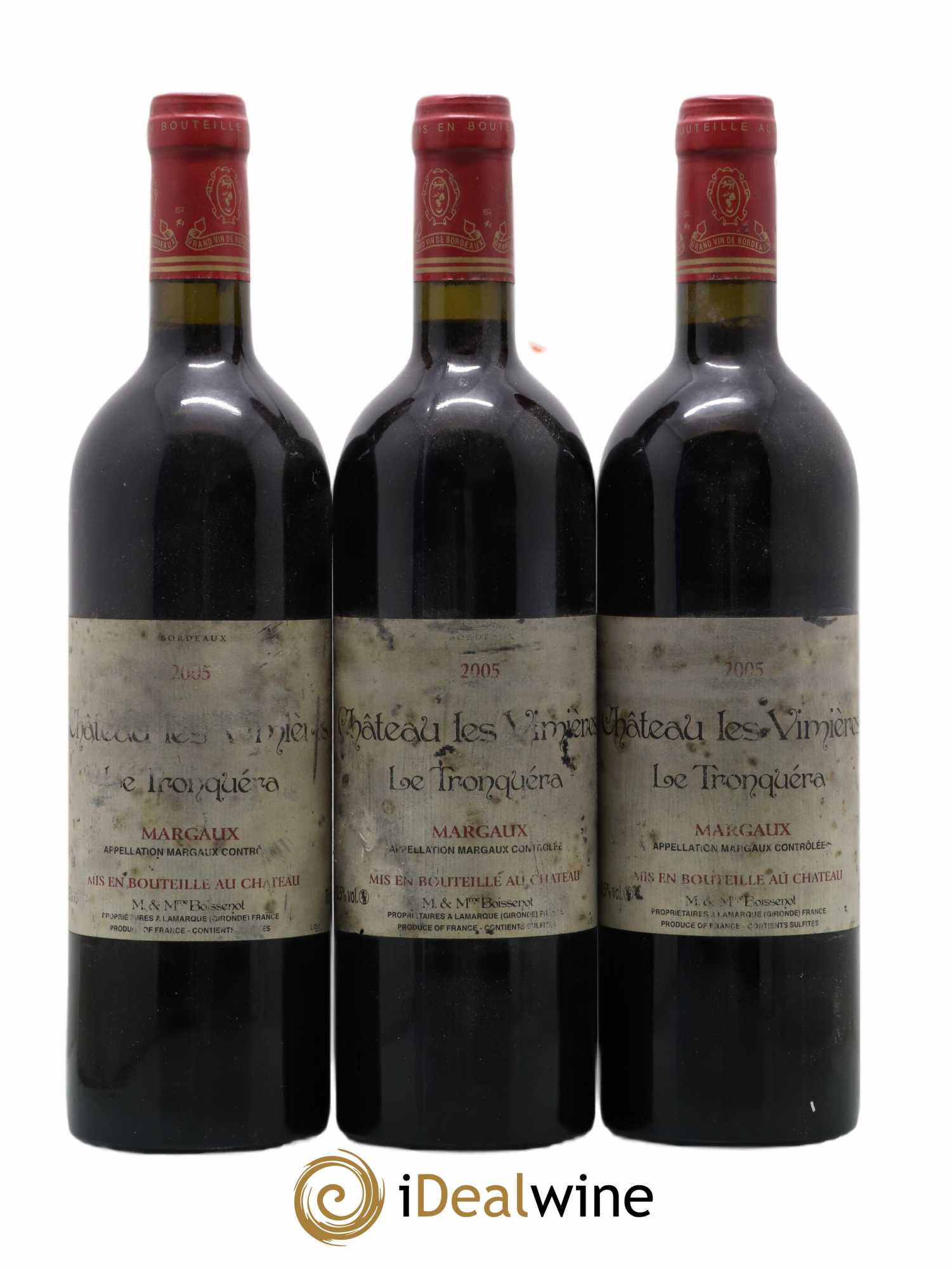 Bordeaux Margaux Chateau Les Vimieres Le Tronquera (sans prix de réserve) 2005 - Posten von 3 Flaschen - 0