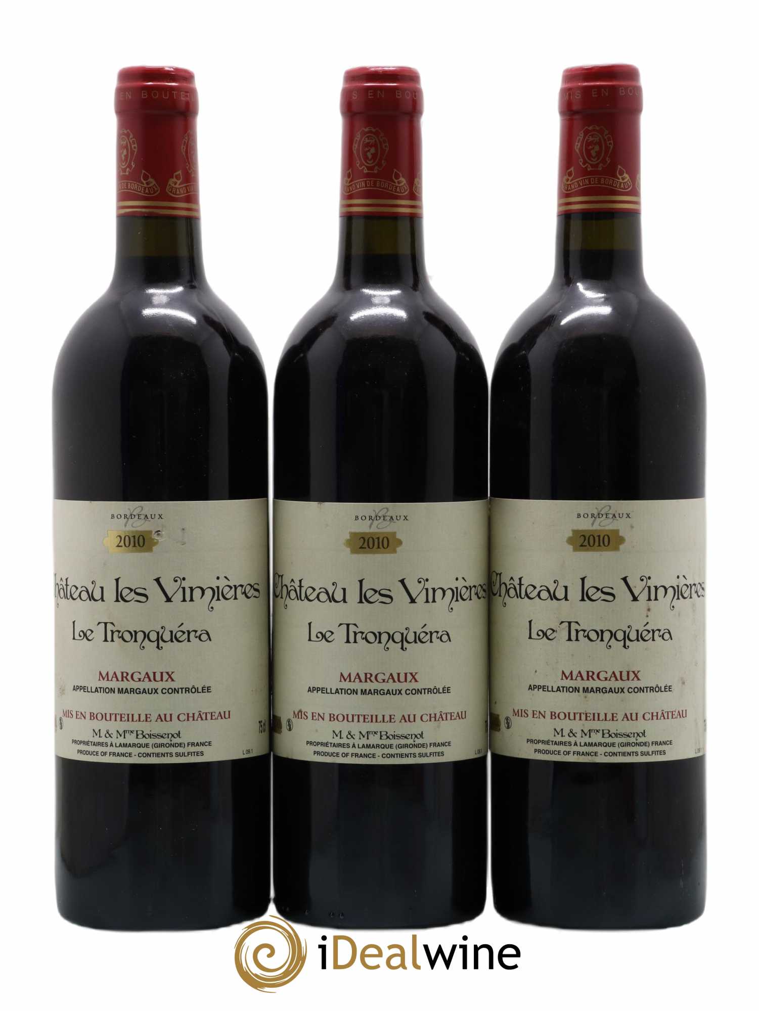 Bordeaux Margaux Chateau Les Vimieres Le Tronquera (sans prix de réserve) 2010 - Posten von 3 Flaschen - 0