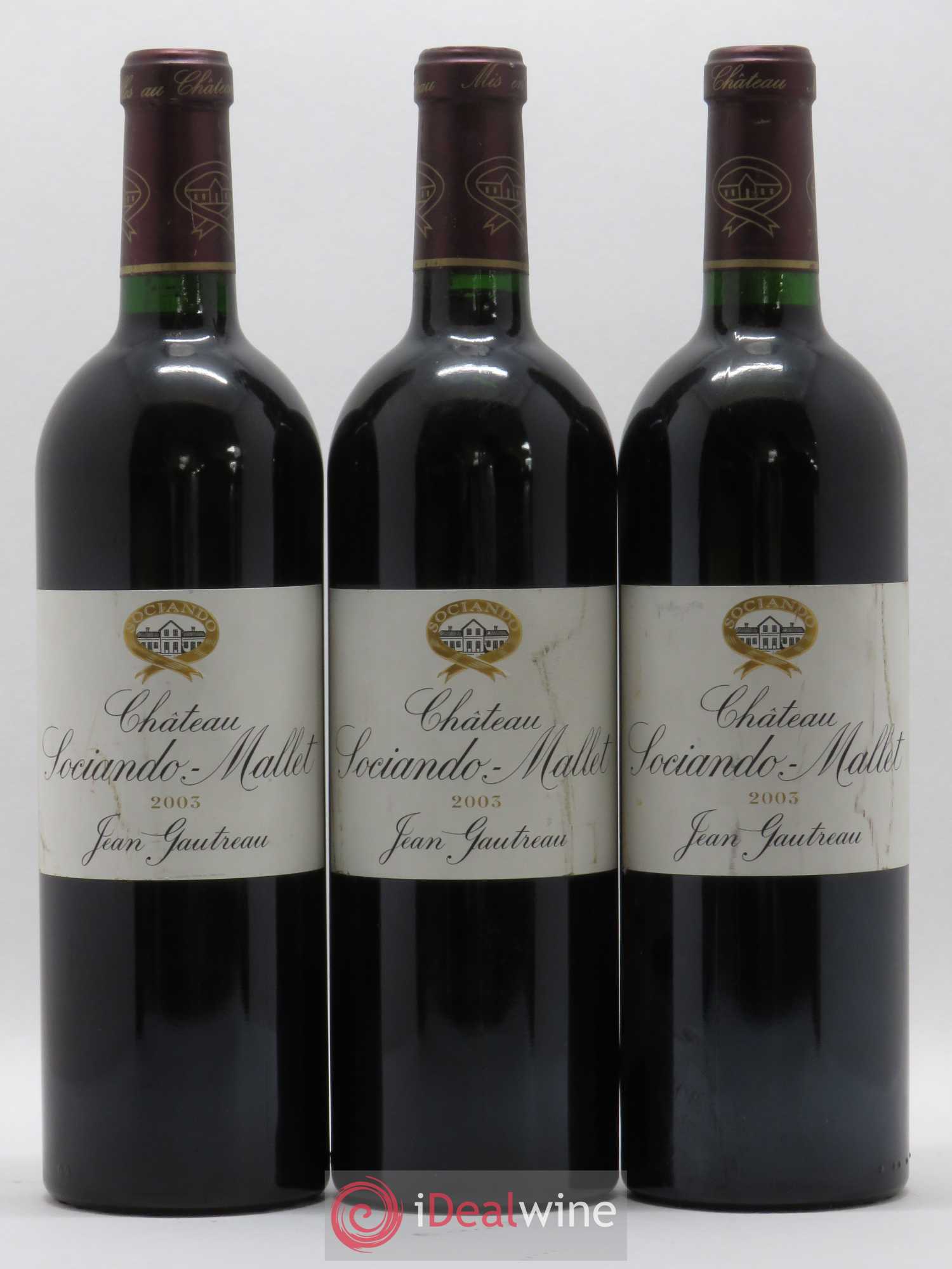 Château Sociando Mallet 2003 - Lot de 3 bouteilles - 0