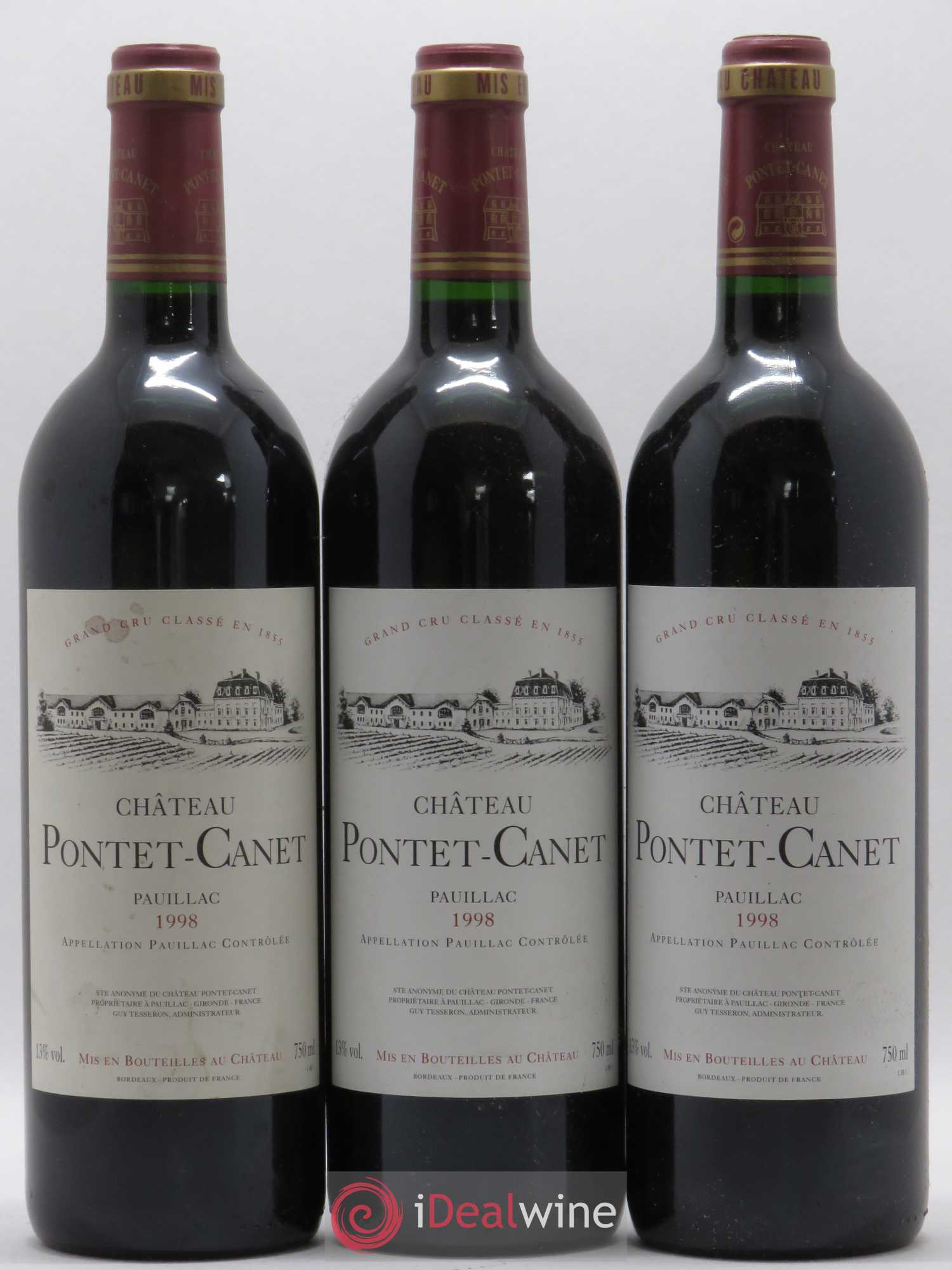 Château Pontet Canet 5ème Grand Cru Classé 1998 - Lot de 6 bouteilles - 1