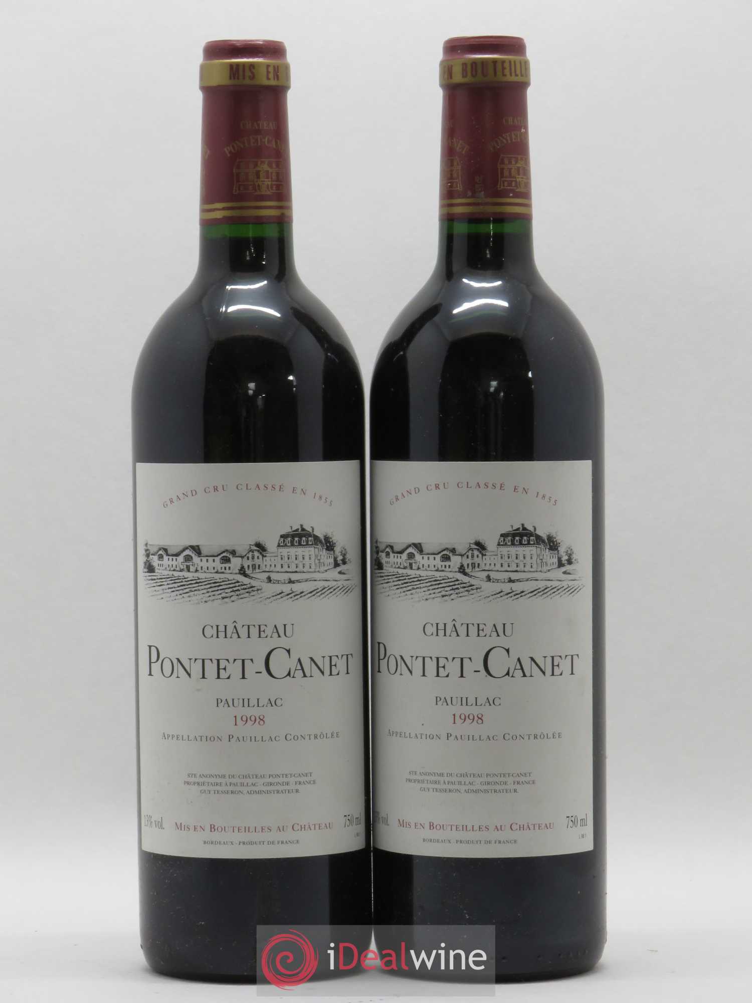 Château Pontet Canet 5ème Grand Cru Classé 1998 - Lot de 2 bouteilles - 0