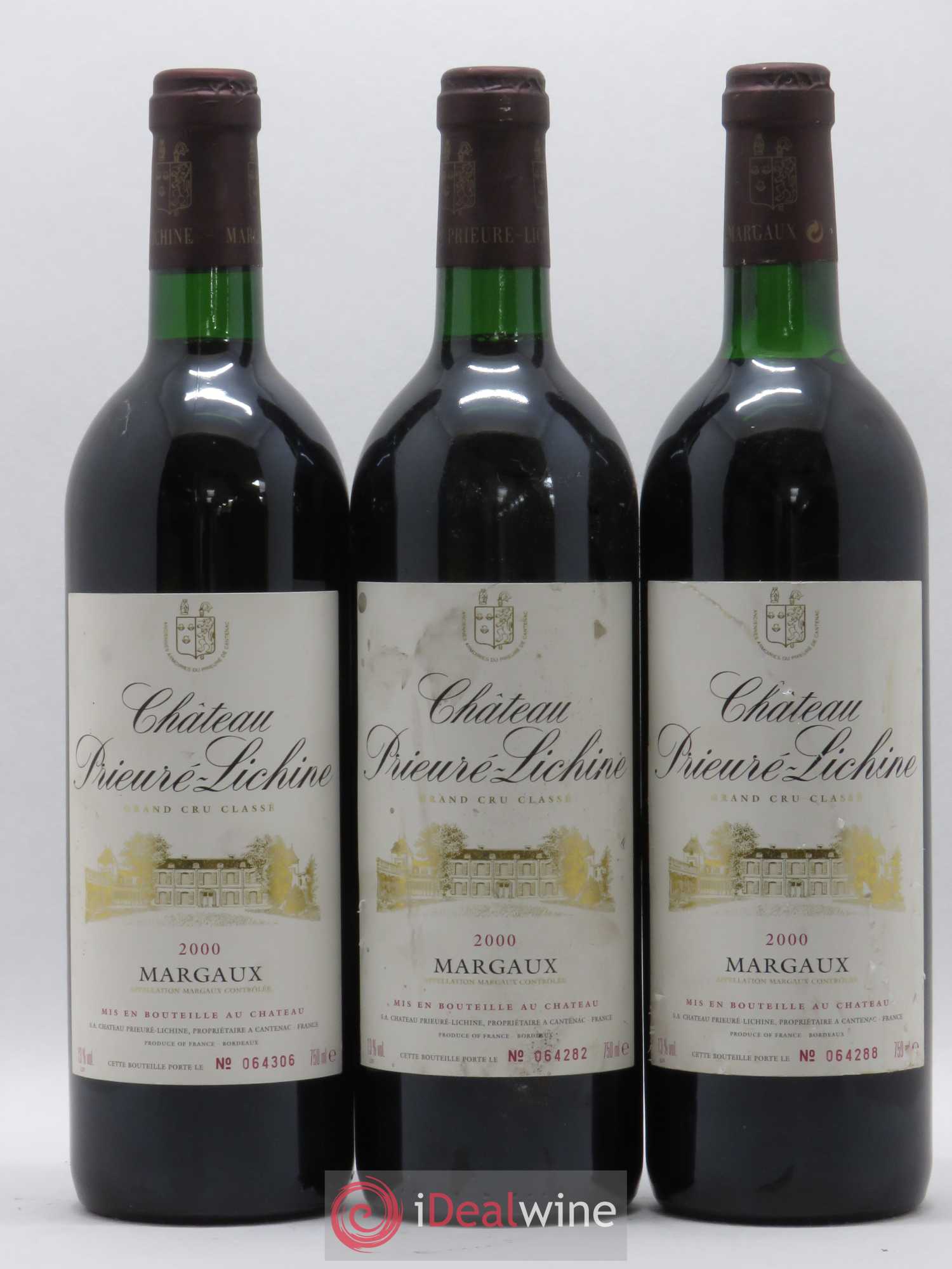 Château Prieuré Lichine 4ème Grand Cru Classé 2000 - Lot de 3 bouteilles - 0