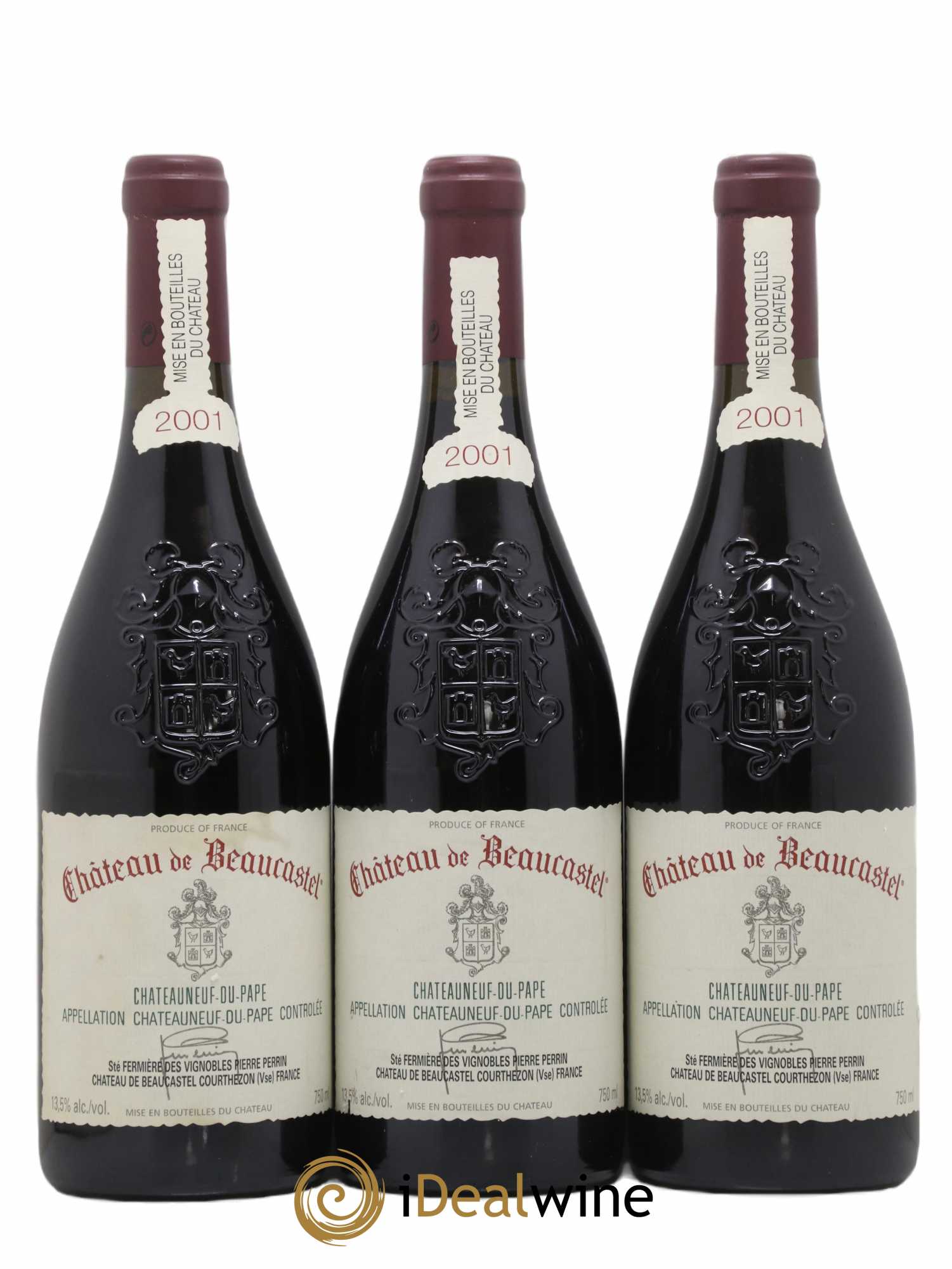 Châteauneuf-du-Pape Château de Beaucastel Famille Perrin 2001 - Lot of 3 bottles - 0