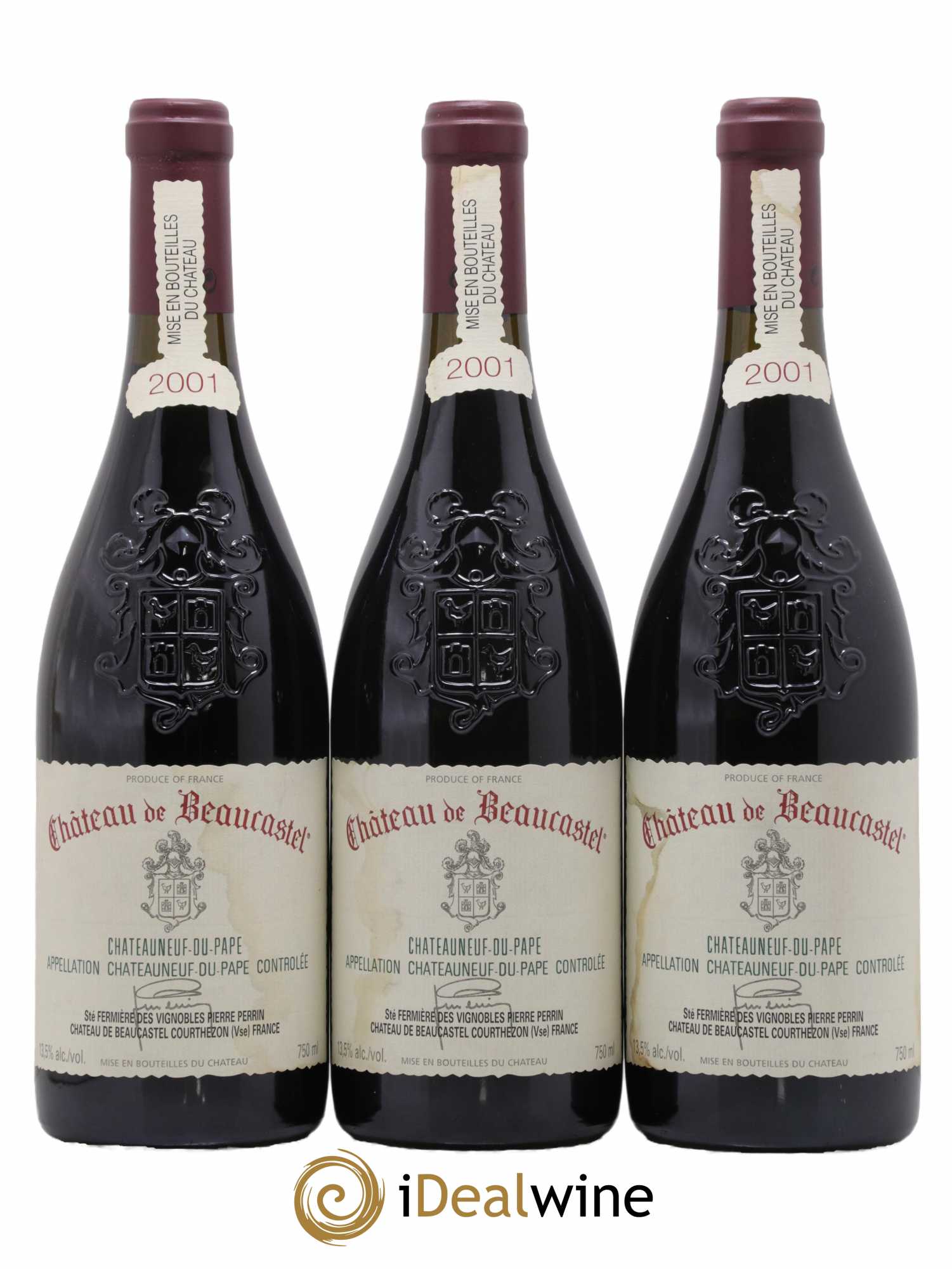 Châteauneuf-du-Pape Château de Beaucastel Famille Perrin 2001 - Lot de 3 bouteilles - 0