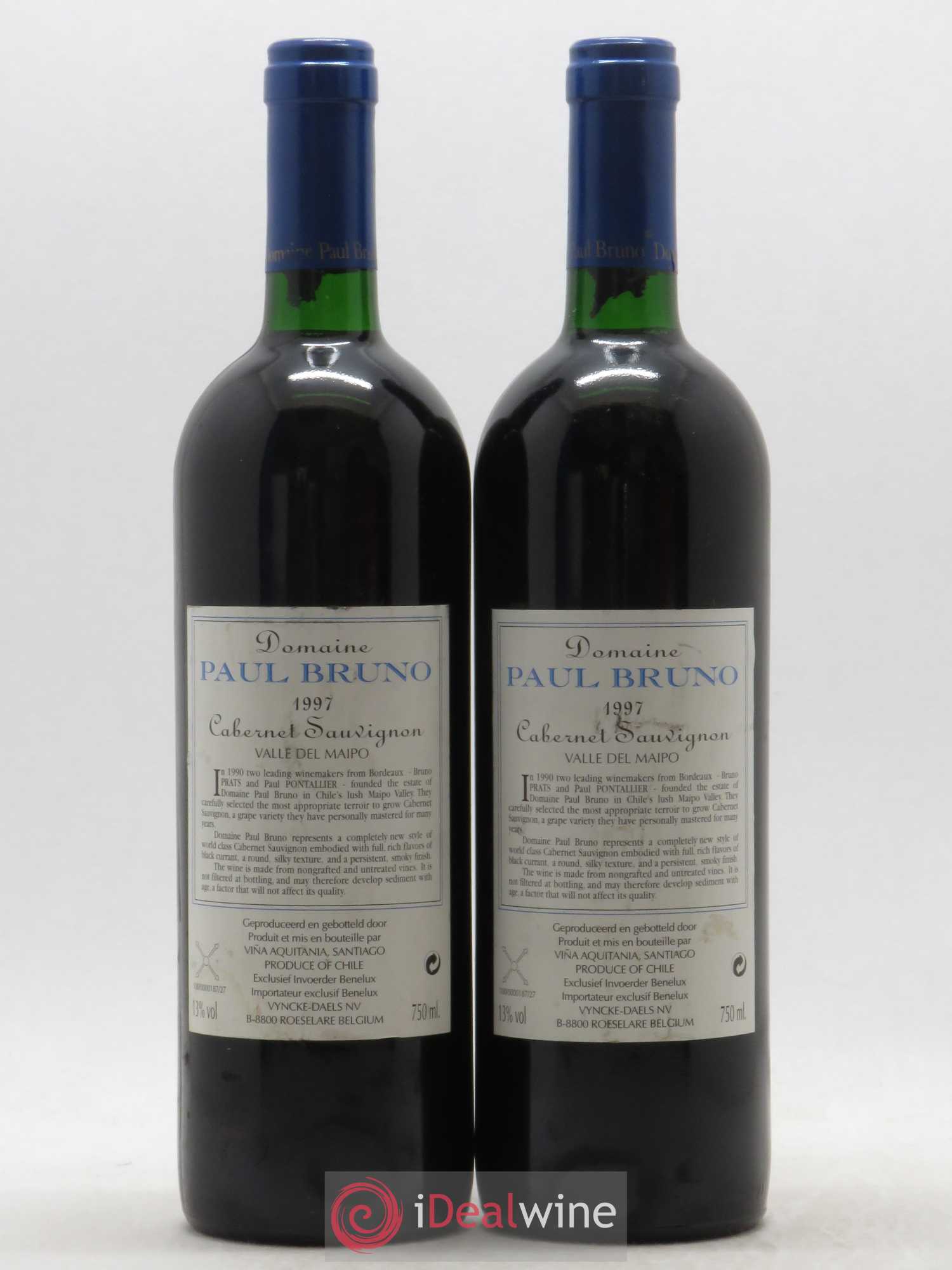 Chili Valle Del Maipo Vina Aquitania Domaine Paul Bruno Cabernet-Sauvignon 1997 - Posten von 2 Flaschen - 1
