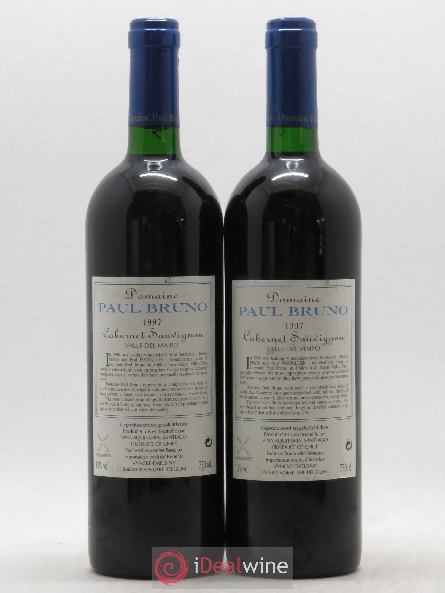 Chili Valle Del Maipo Vina Aquitania Domaine Paul Bruno Cabernet-Sauvignon 1997 - Lot of 2 bottles - 1