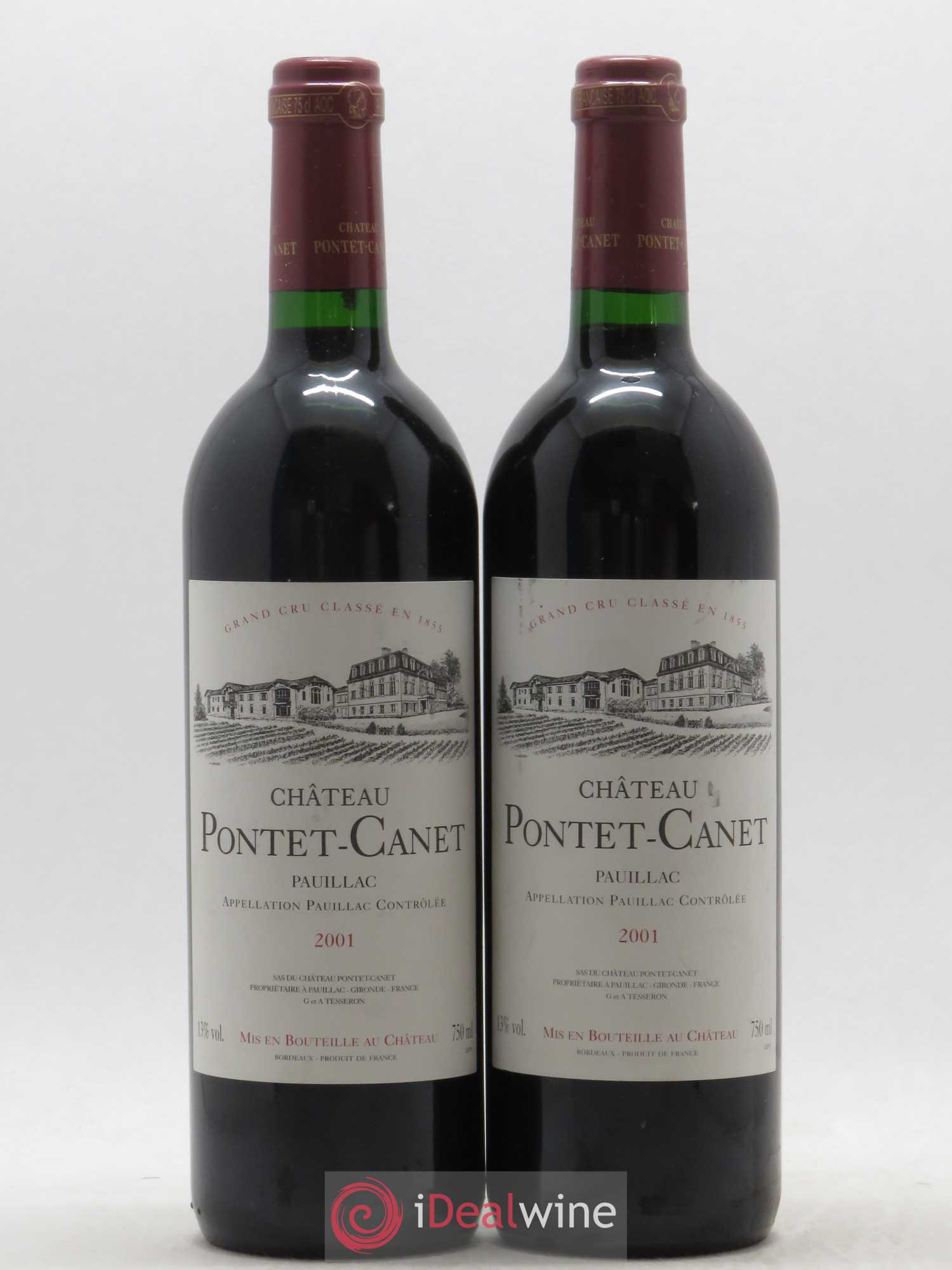 Château Pontet Canet 5ème Grand Cru Classé 2001 - Lot de 2 bouteilles - 0