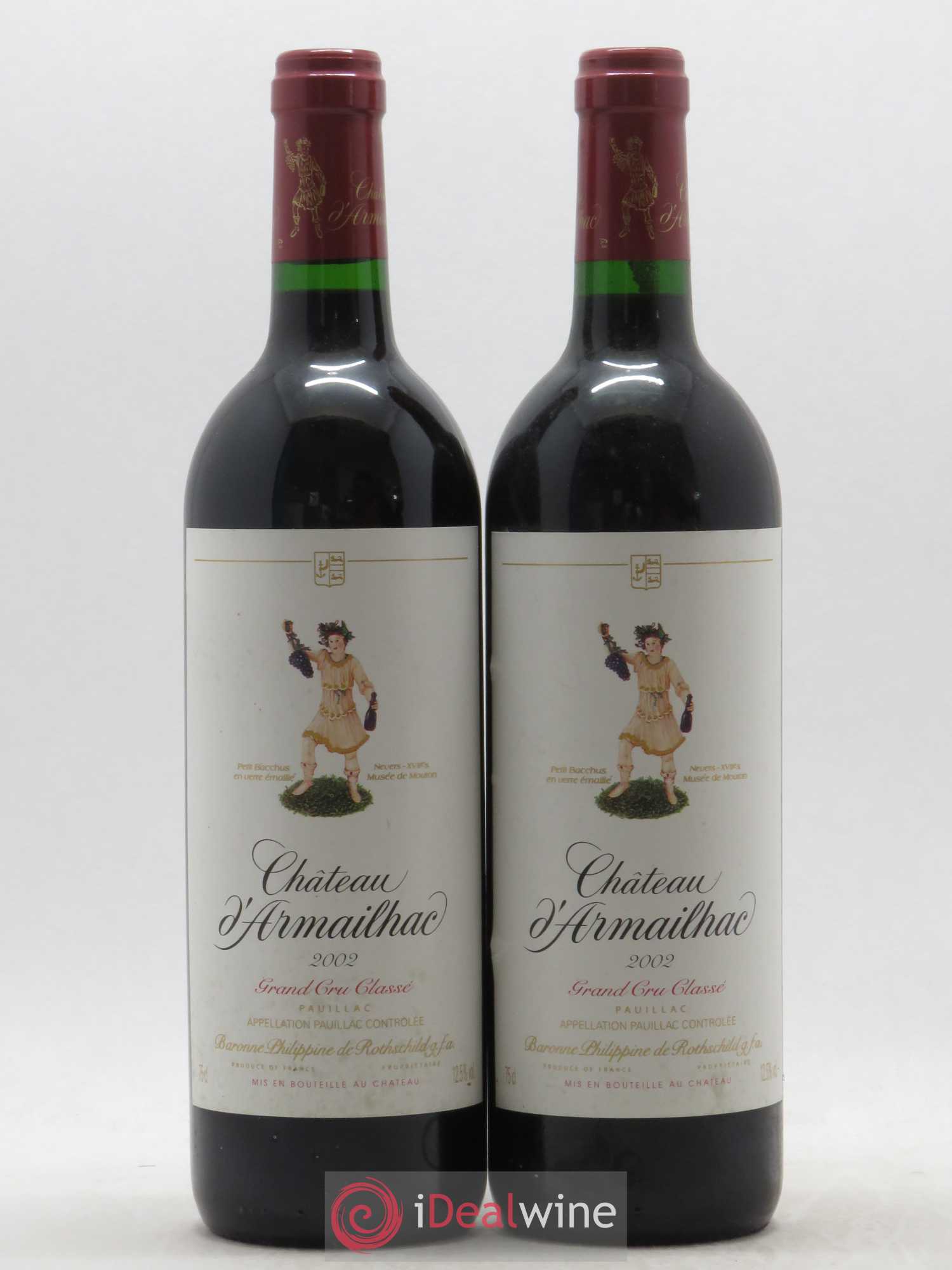 Château d' Armailhac - Mouton Baron(ne) Philippe 5ème Grand Cru Classé 2002 - Lot de 2 bouteilles - 0