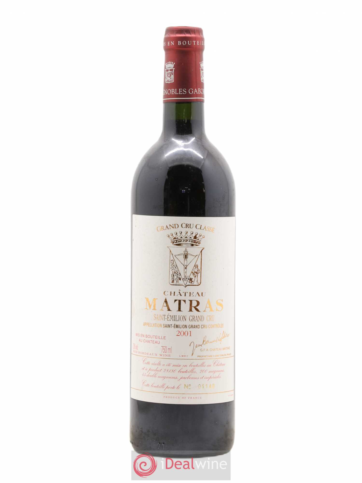 Château Matras 2001 - Lot de 1 bouteille - 0
