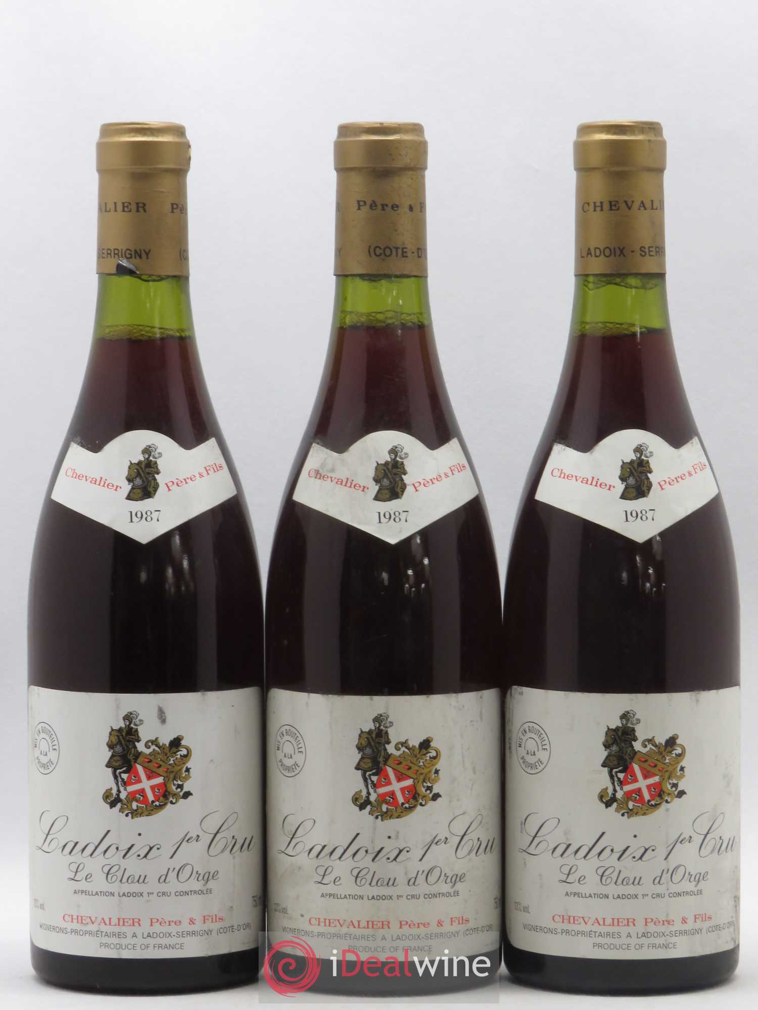 Ladoix 1er Cru Le Clou d'Orge Chevalier Père et Fils 1987 - Posten von 3 Flaschen - 0