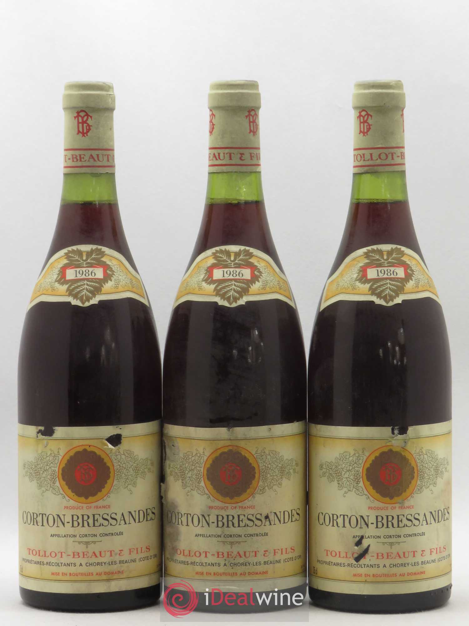 Corton-Bressandes Grand Cru Tollot Beaut (Domaine) 1986 - Lot de 3 bouteilles - 0