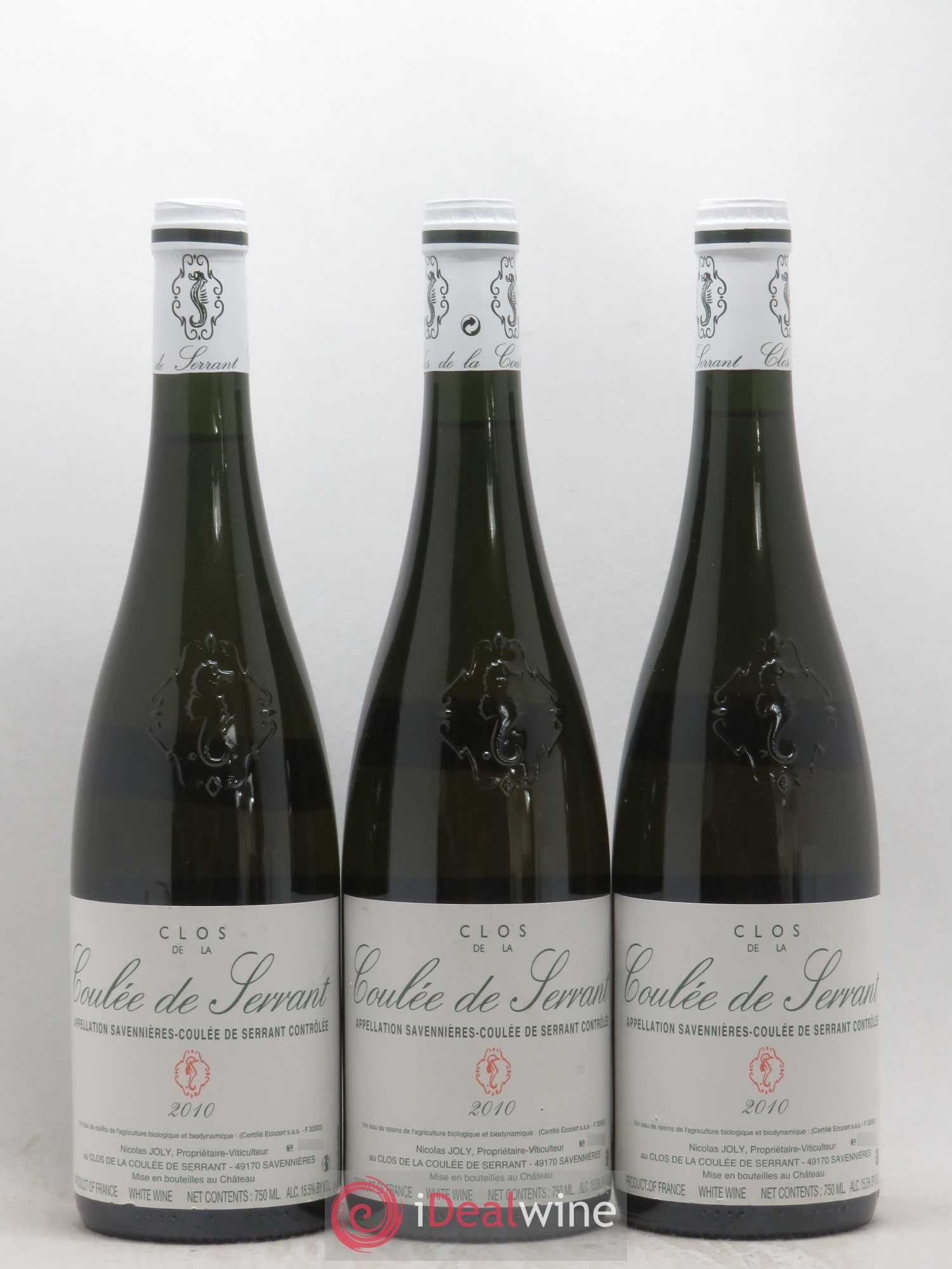 Savennières Clos de la Coulée de Serrant Vignobles de la Coulée de Serrant - Nicolas Joly 2010 - Lot de 3 bouteilles - 0