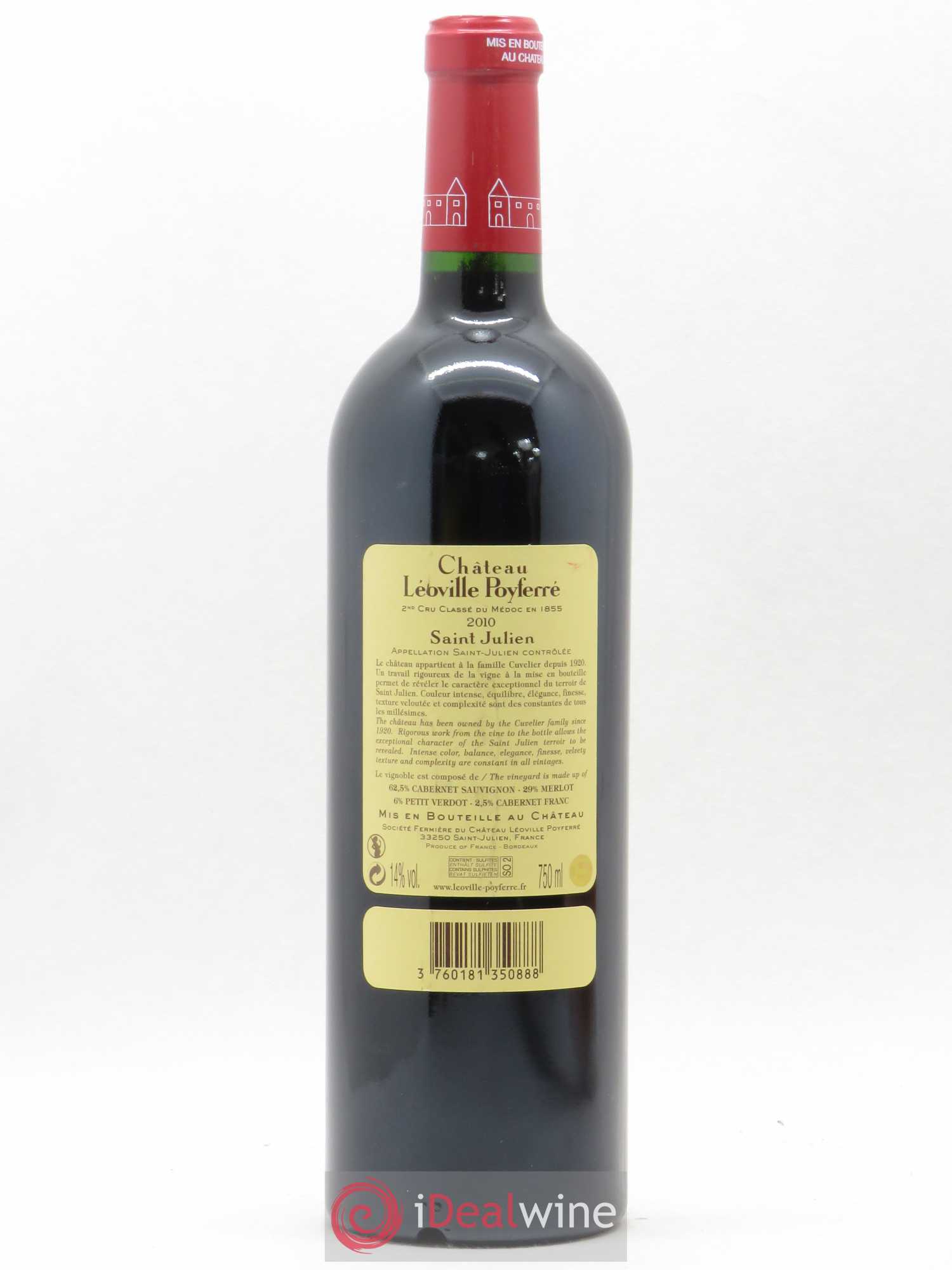 Château Léoville Poyferré 2ème Grand Cru Classé 2010 - Lot de 1 bouteille - 1