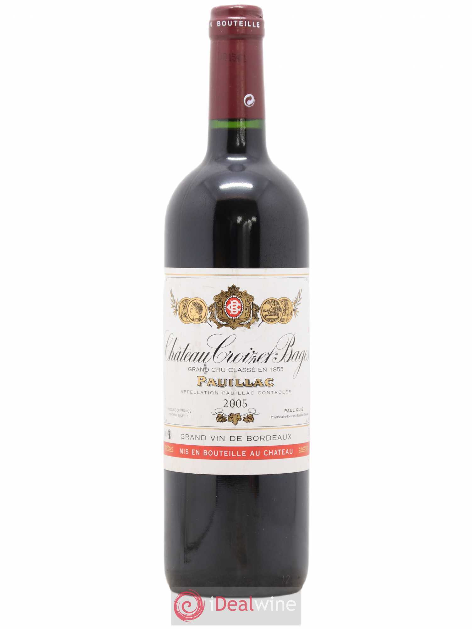 Château Croizet Bages 5ème Grand Cru Classé 2005 - Lot de 1 bouteille - 0