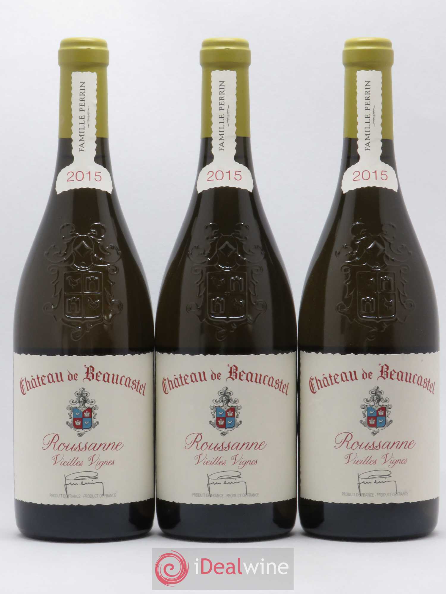 Châteauneuf-du-Pape Château de Beaucastel Vieilles vignes Roussanne Famille Perrin 2015 - Lot de 3 bouteilles - 0
