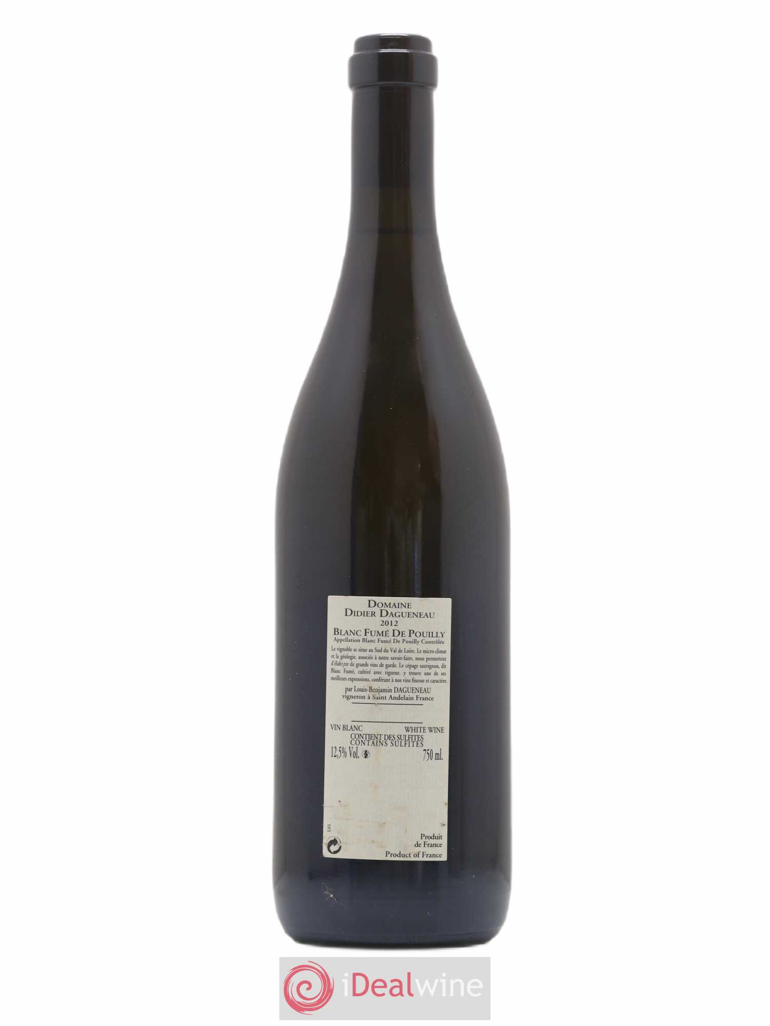 Pouilly-Fumé Blanc Fumé de Pouilly Dagueneau (Domaine Didier - Louis-Benjamin) 2012 - Lot de 1 bouteille - 1