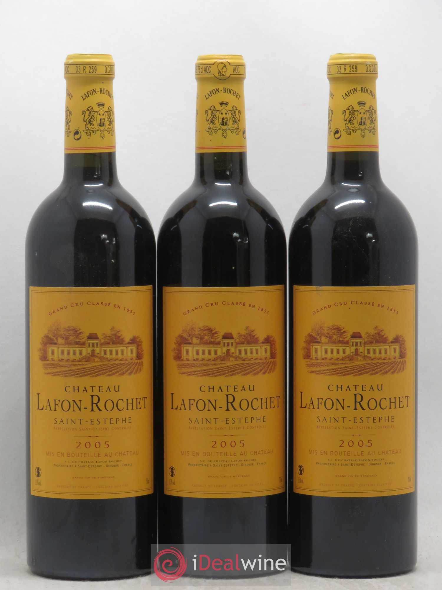 Château Lafon Rochet 4ème Grand Cru Classé 2005 - Lot de 3 bouteilles - 0
