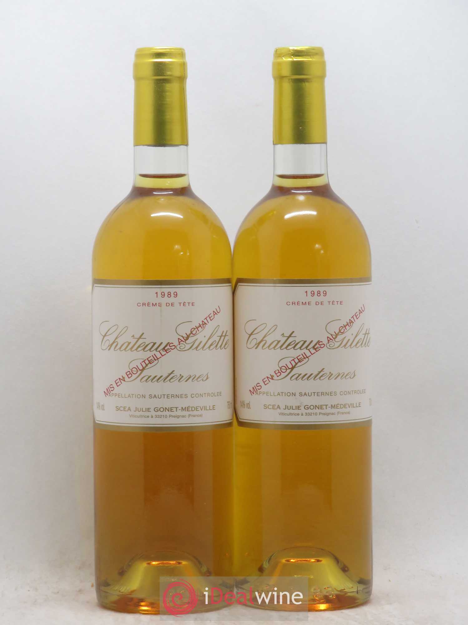 Château Gilette - Crème de Tête 1989 - Lotto di 2 bottiglie - 0