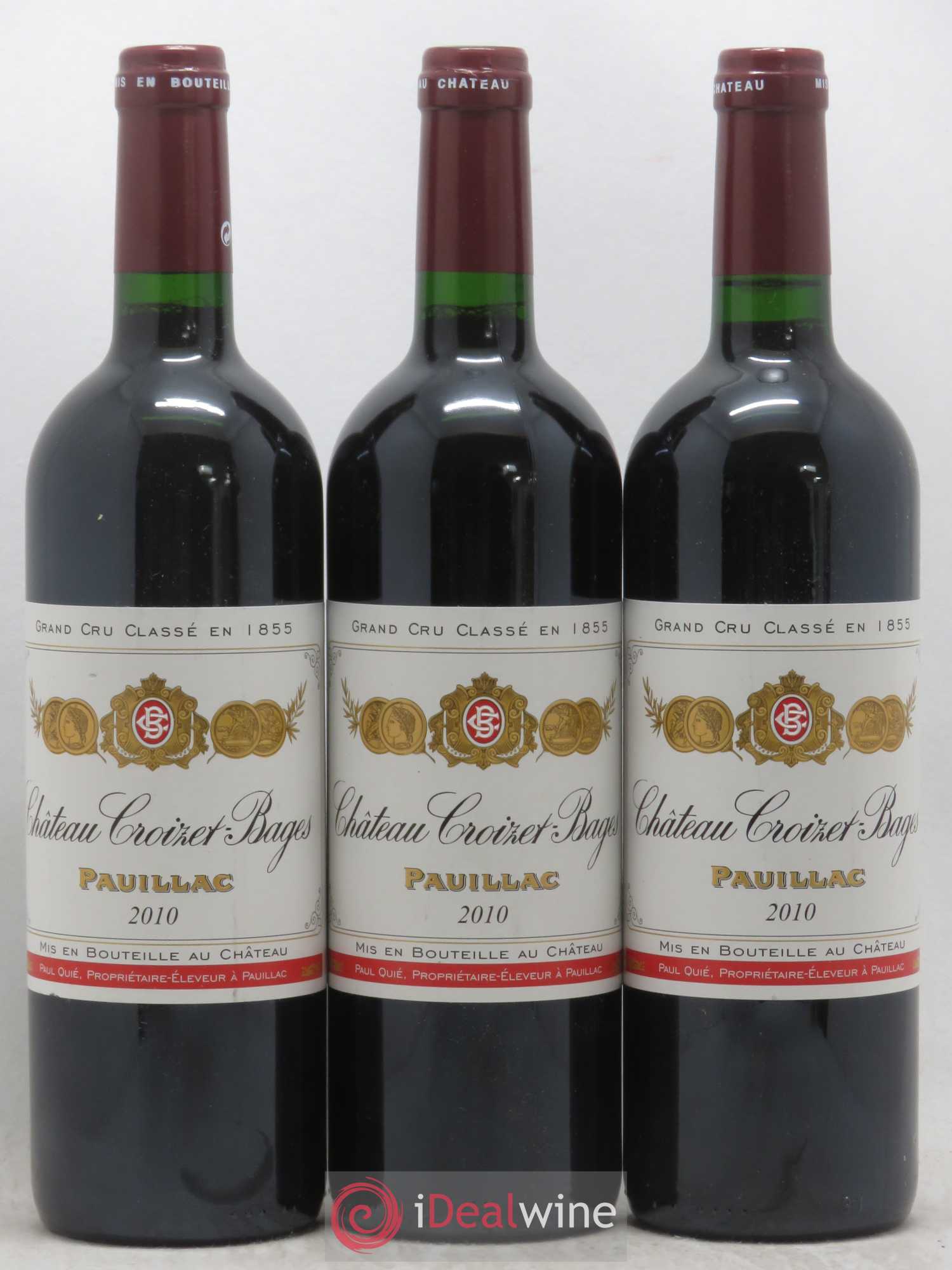 Château Croizet Bages 5ème Grand Cru Classé (sans prix de réserve) 2010 - Lot de 3 bouteilles - 0