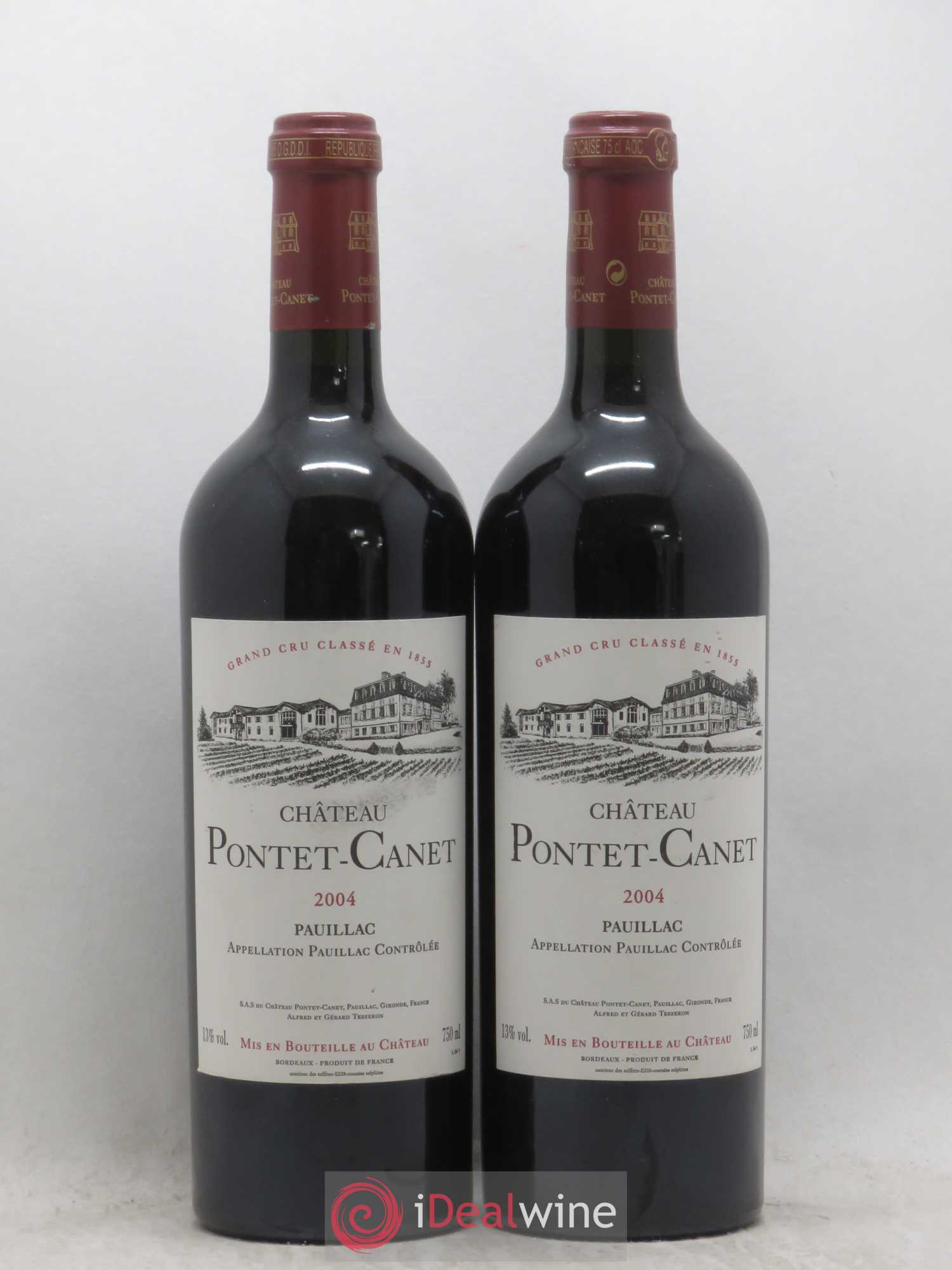Château Pontet Canet 5ème Grand Cru Classé 2004 - Lot de 2 bouteilles - 0