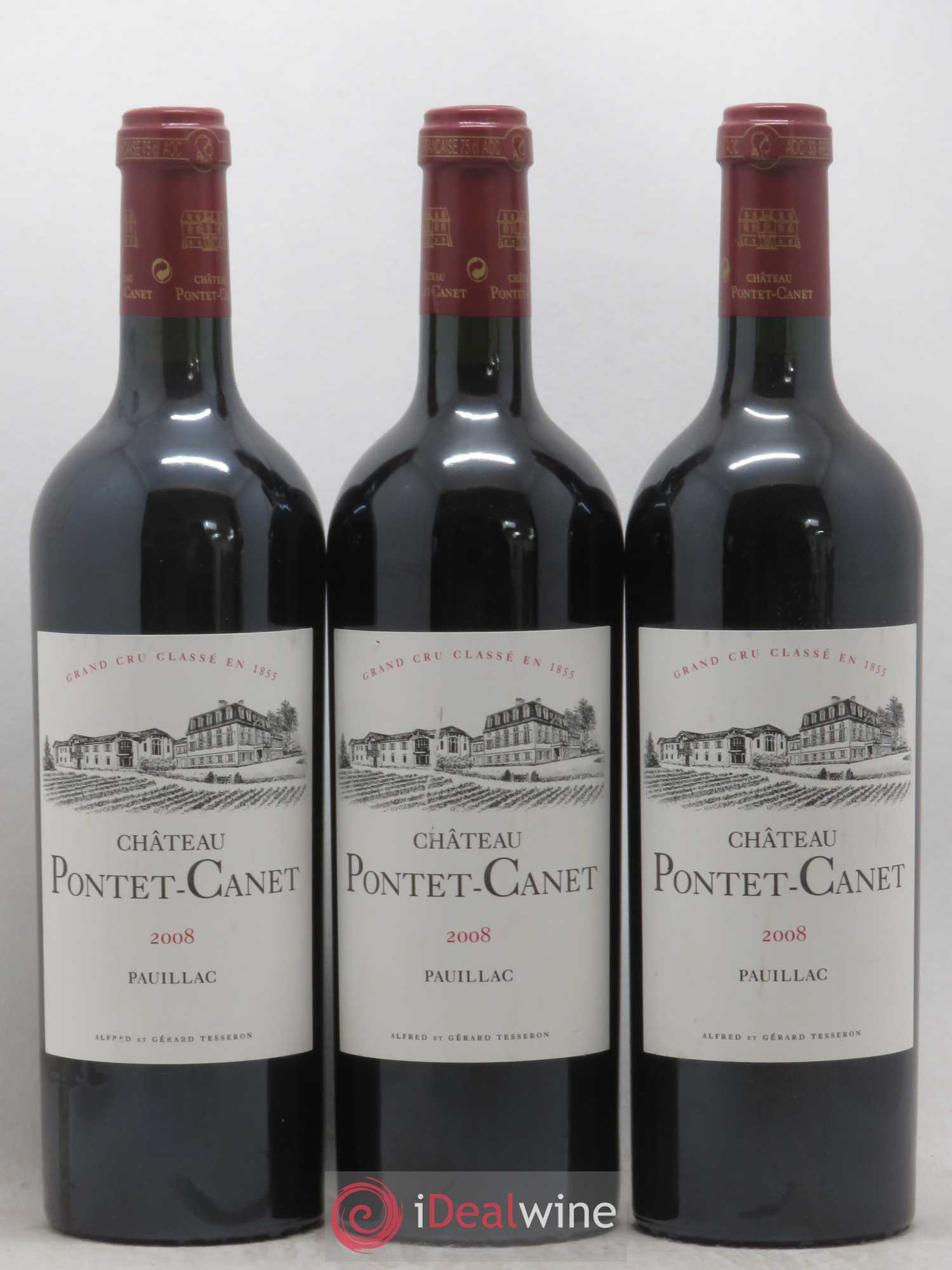Château Pontet Canet 5ème Grand Cru Classé 2008 - Lot de 3 bouteilles - 0