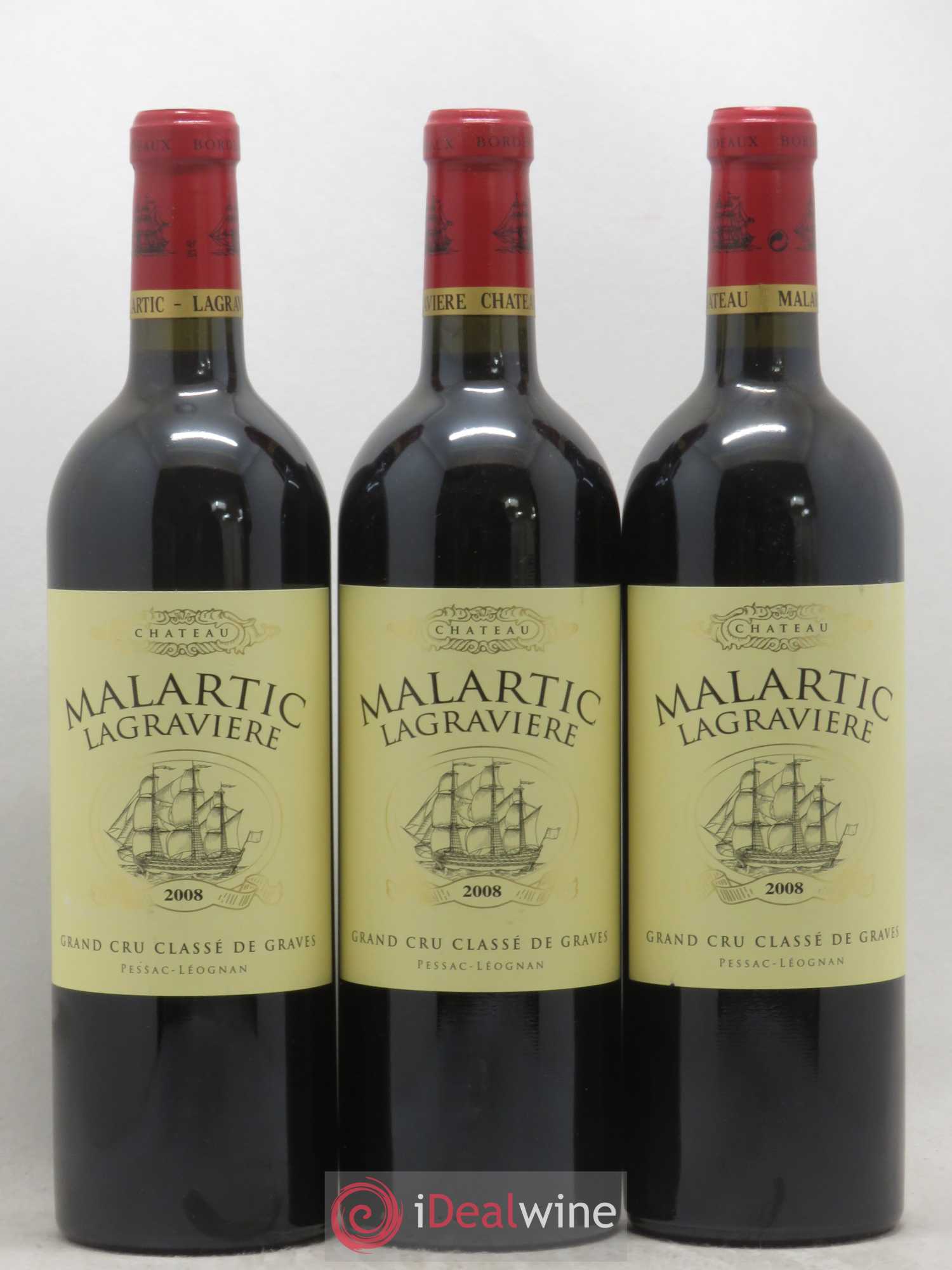 Château Malartic-Lagravière Cru Classé de Graves 2008 - Lot de 3 bouteilles - 0