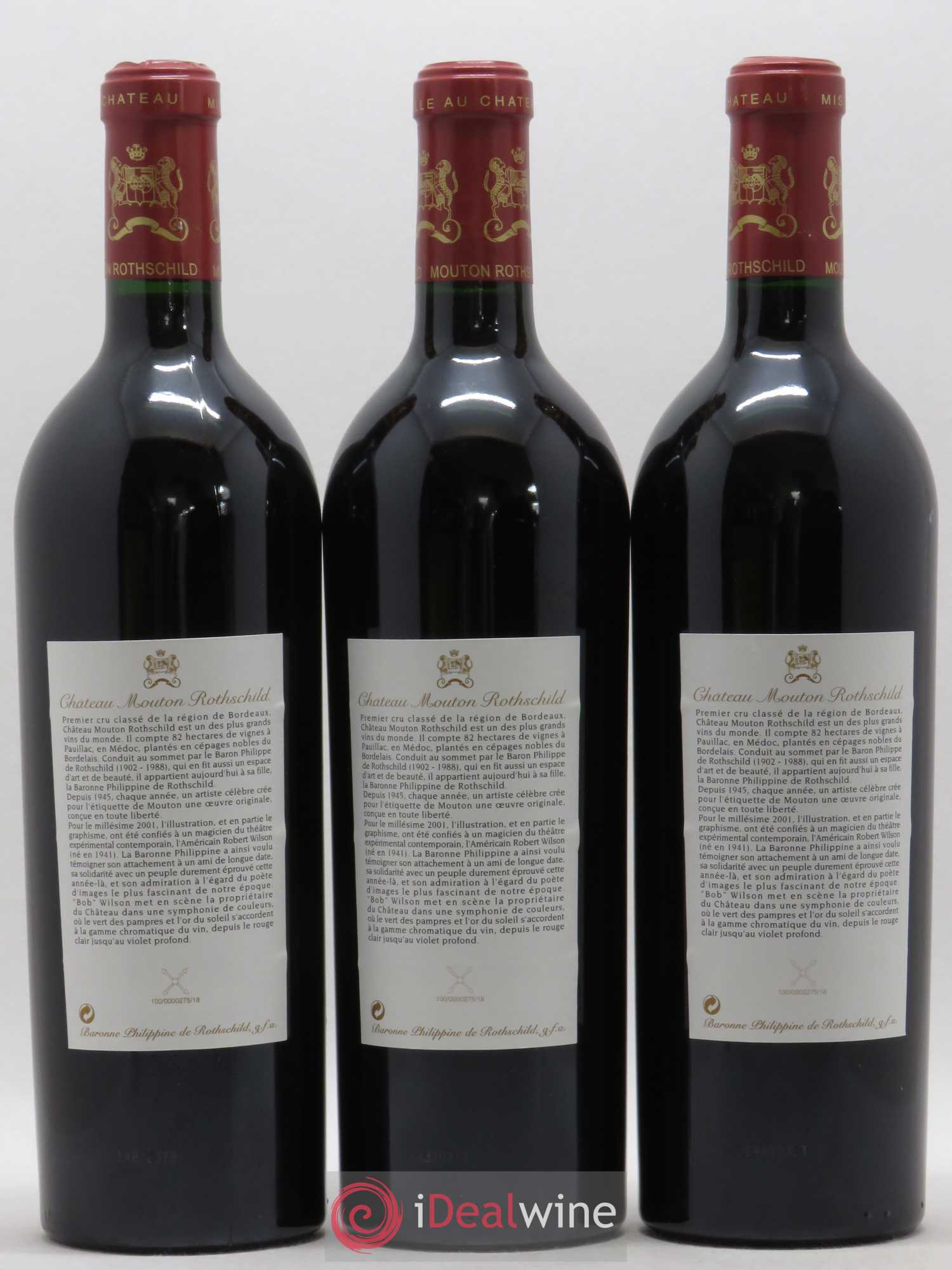 Château Mouton Rothschild 1er Grand Cru Classé 2001 - Lot de 6 bouteilles - 2