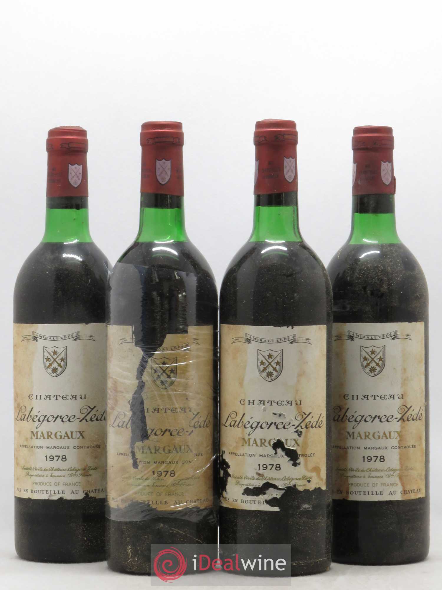 Château Labegorce Zédé Cru Bourgeois 1978 - Lot de 4 bouteilles - 0