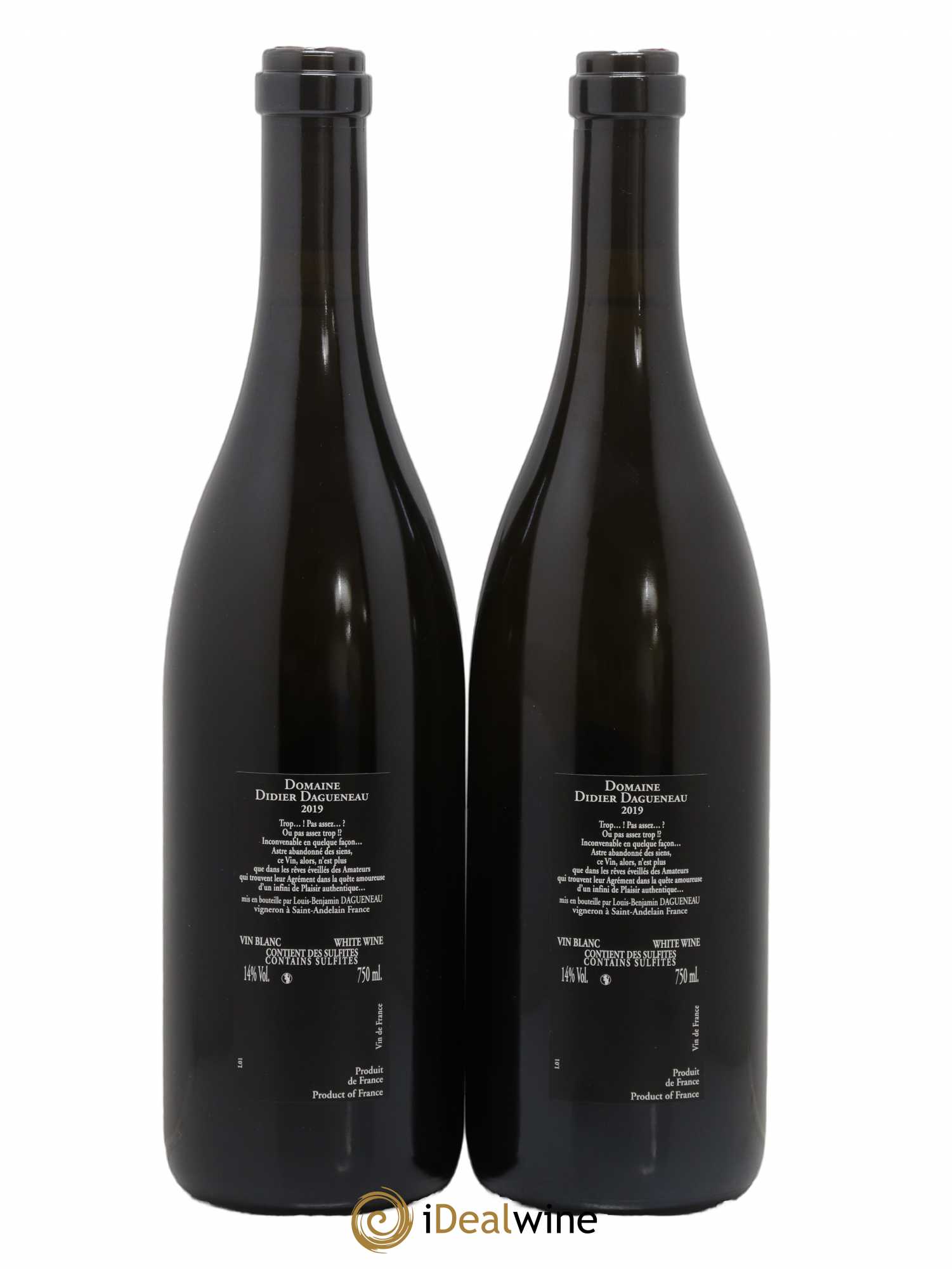 Vin de France (anciennement Pouilly-Fumé) Silex Dagueneau (Domaine Didier - Louis-Benjamin) 2019 - Lot de 2 bouteilles - 1
