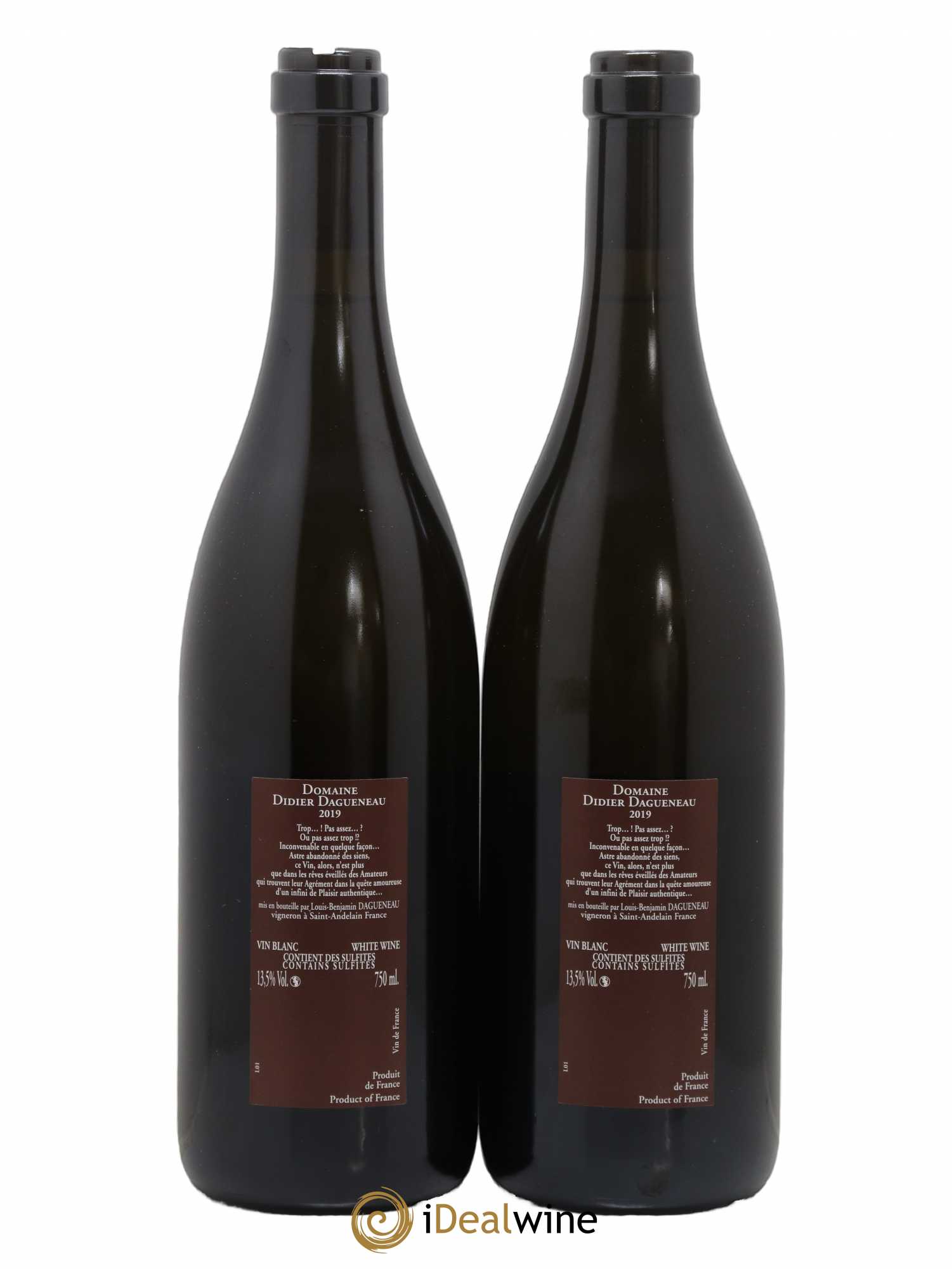 Vin de France (anciennement Pouilly-Fumé) Pur Sang Dagueneau (Domaine Didier - Louis-Benjamin) 2019 - Lot de 2 bouteilles - 1