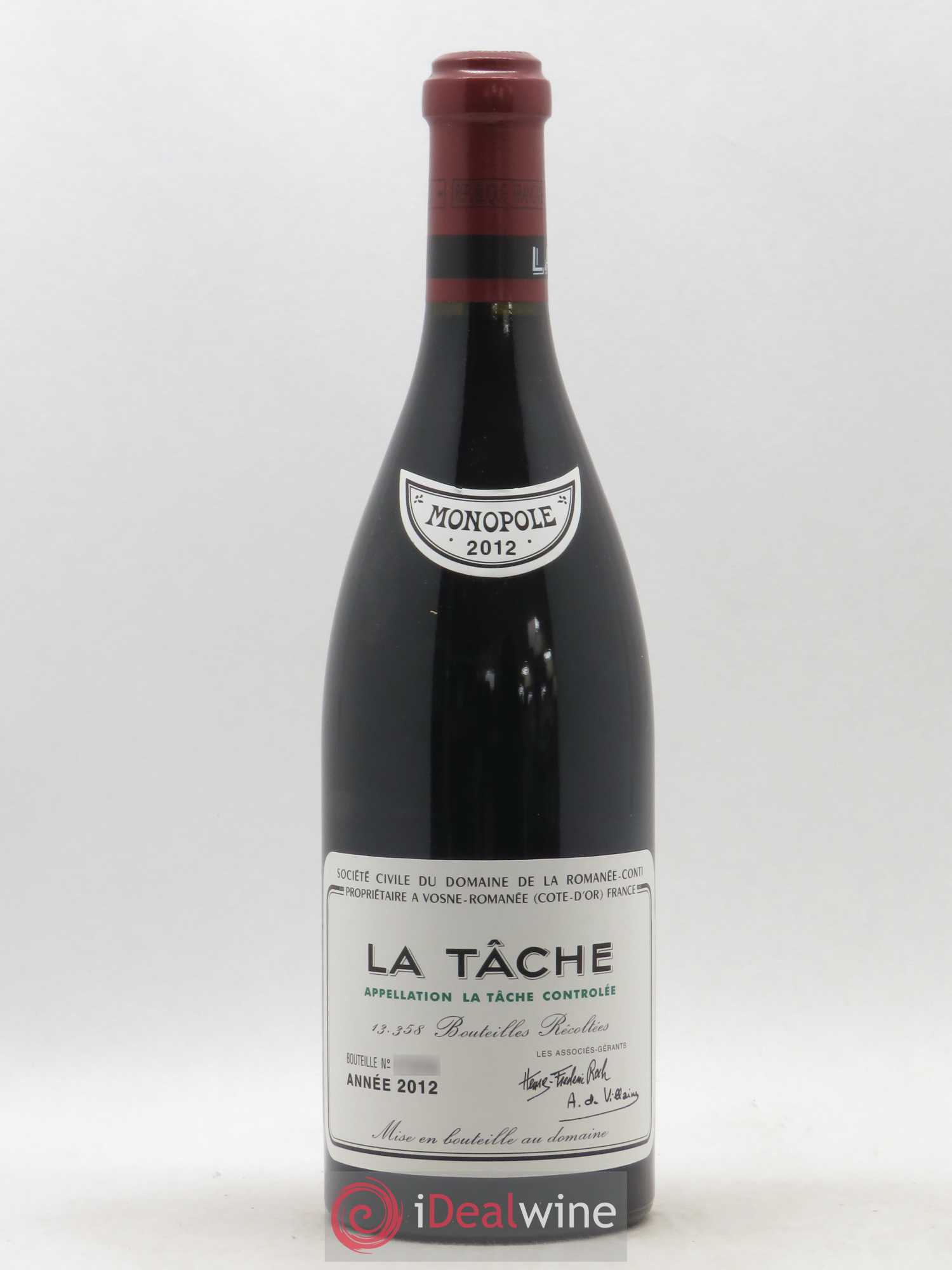La Tâche Grand Cru Domaine de la Romanée-Conti 2012 - Lot de 1 bouteille - 0