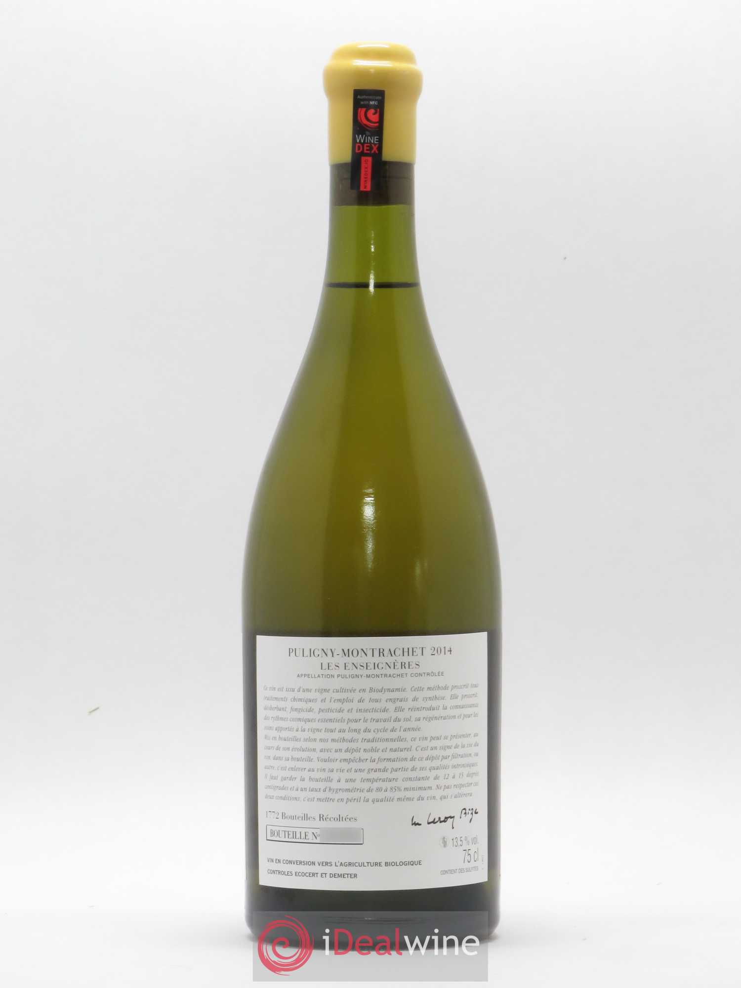 Puligny-Montrachet Les Enseignères d'Auvenay (Domaine) 2014 - Lot de 1 bouteille - 1