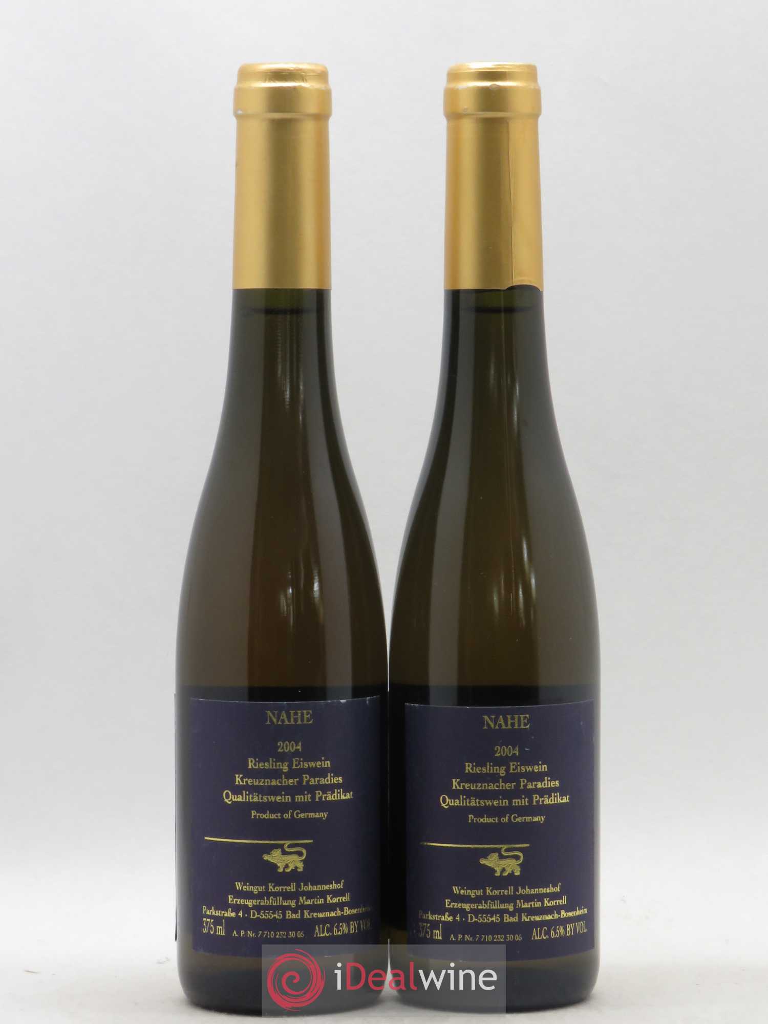 Riesling Eiswein Nahe Luca Kreuznacher Paradies Korrell 2004 - Posten von 2 Demi-Flaschen - 1